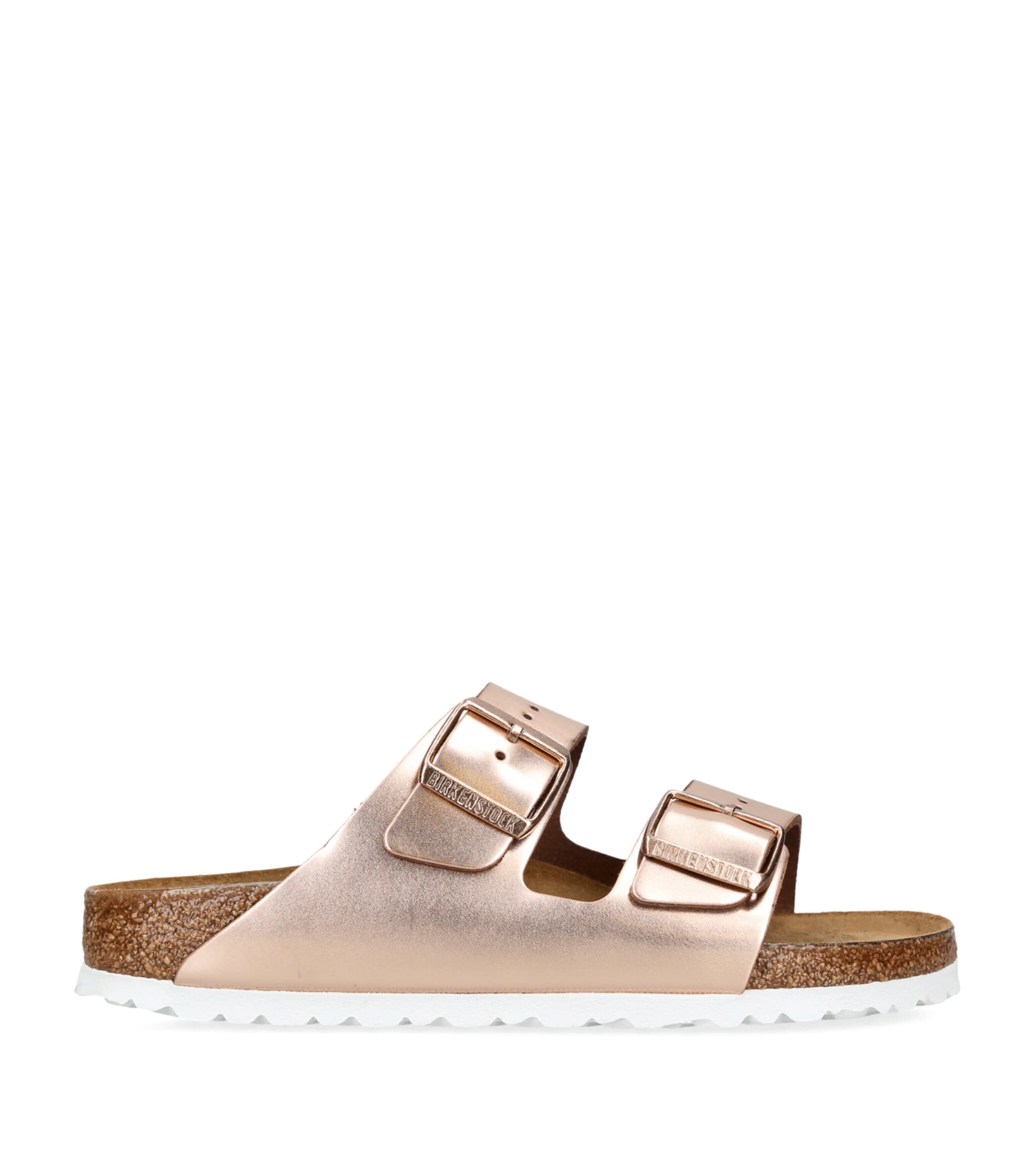 Birkenstock Leather Metallic Arizona Sandals In Brown