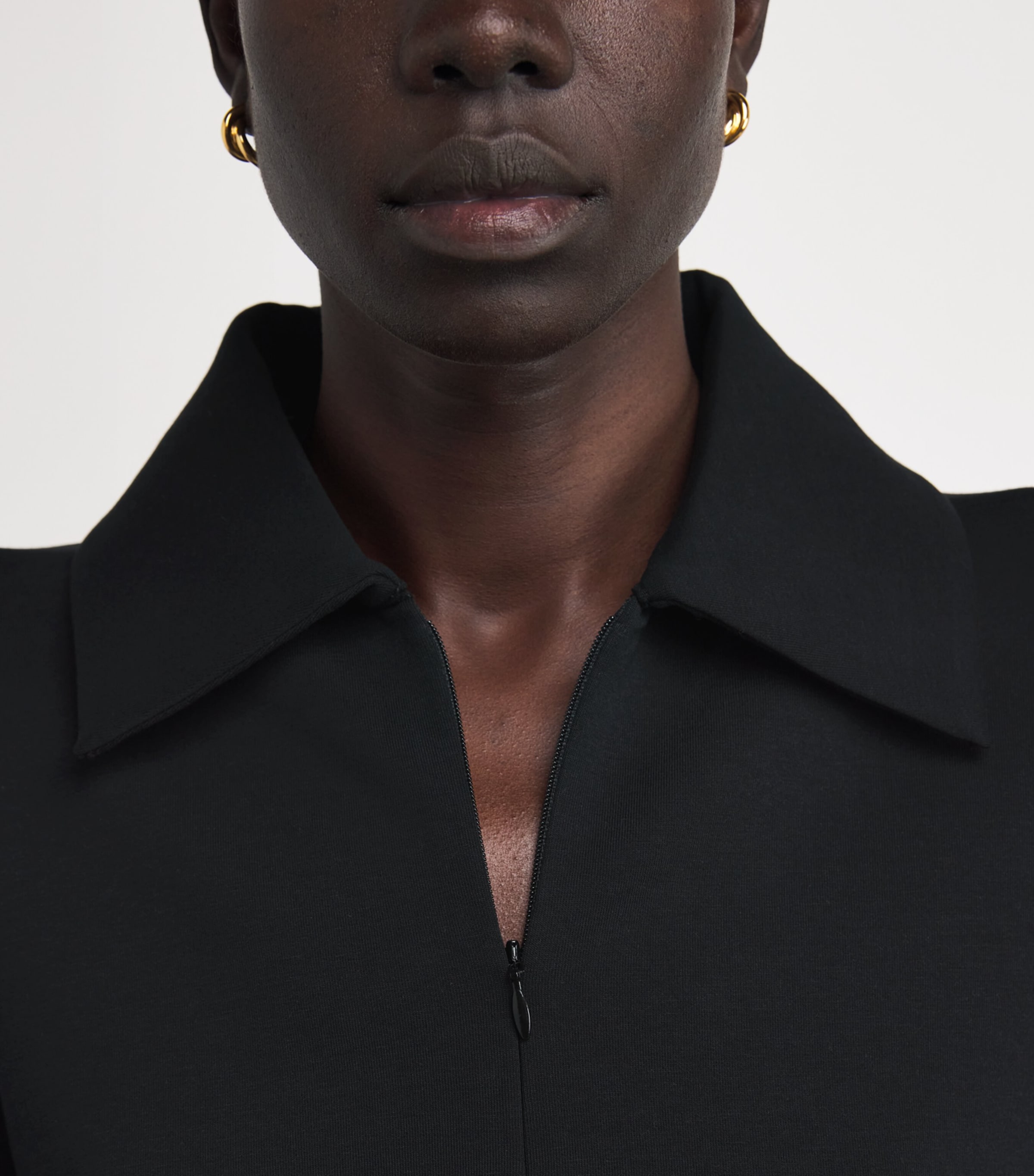 Cotton-Blend Half-Zip Sweater 001BLK Image 6