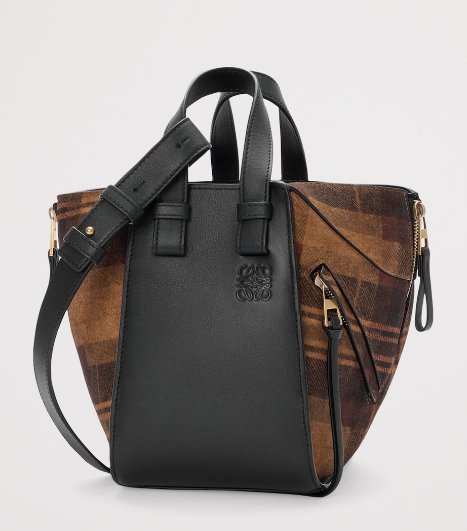 Compact Tartan Hammock Top-Handle Bag TAN BLACK Image 3