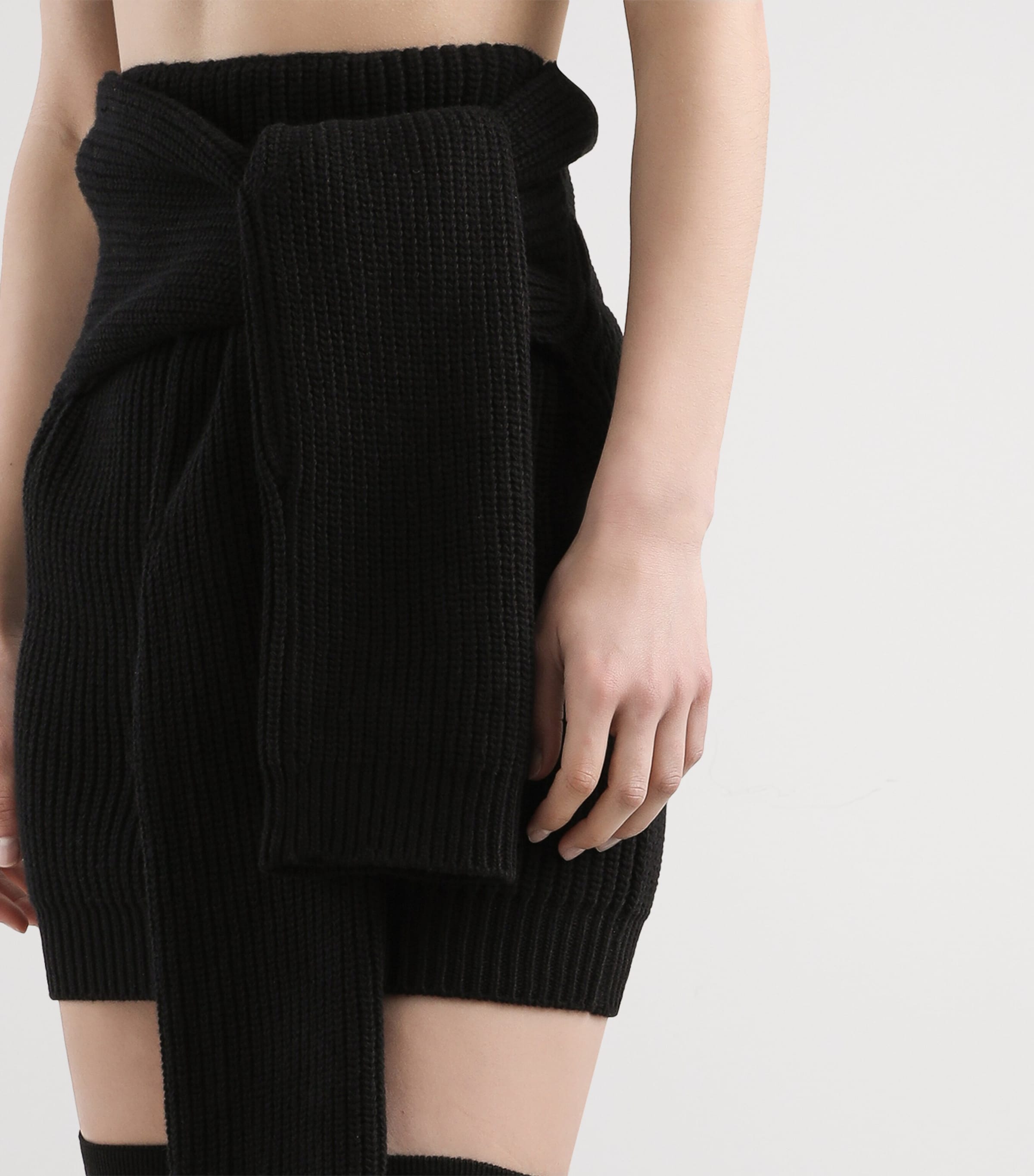 Virgin Wool Mini Skirt N0000-BLACK Image 5