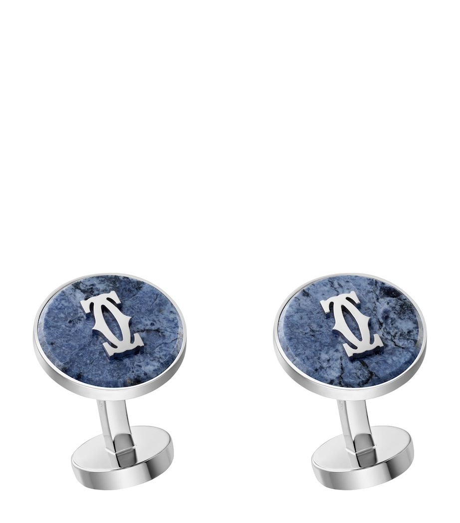 Sterling Silver Double C de Cartier Cufflinks SILVER AND BLUE Image 1