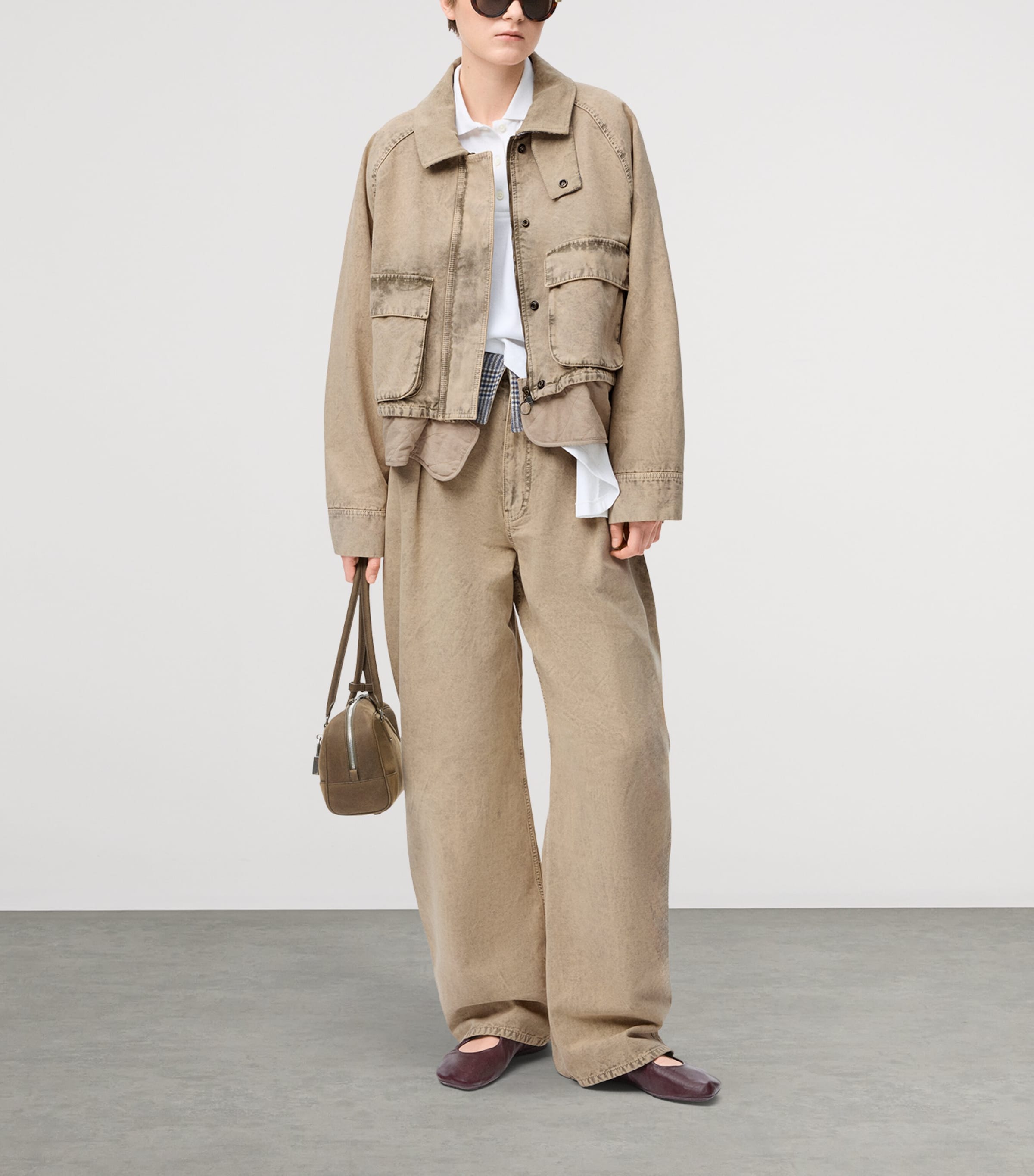 Distressed Denim Jacket BEIGE Image 2