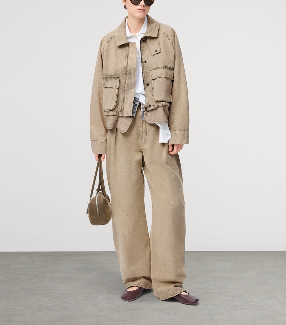 Distressed Denim Jacket BEIGE Image 2