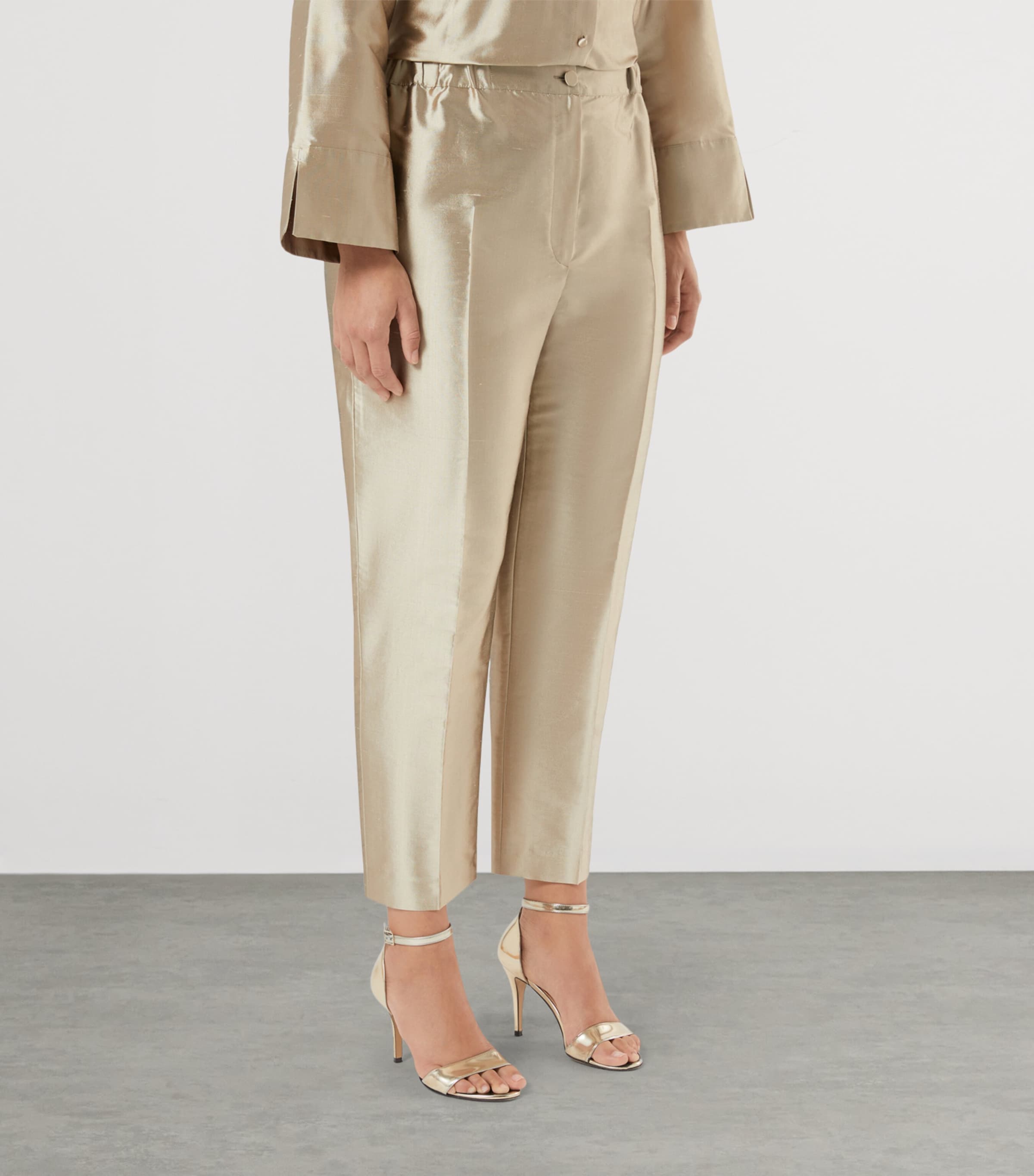 Marina Rinaldi Womens Silk Tailored Trousers Hazelnut Brown Image 3
