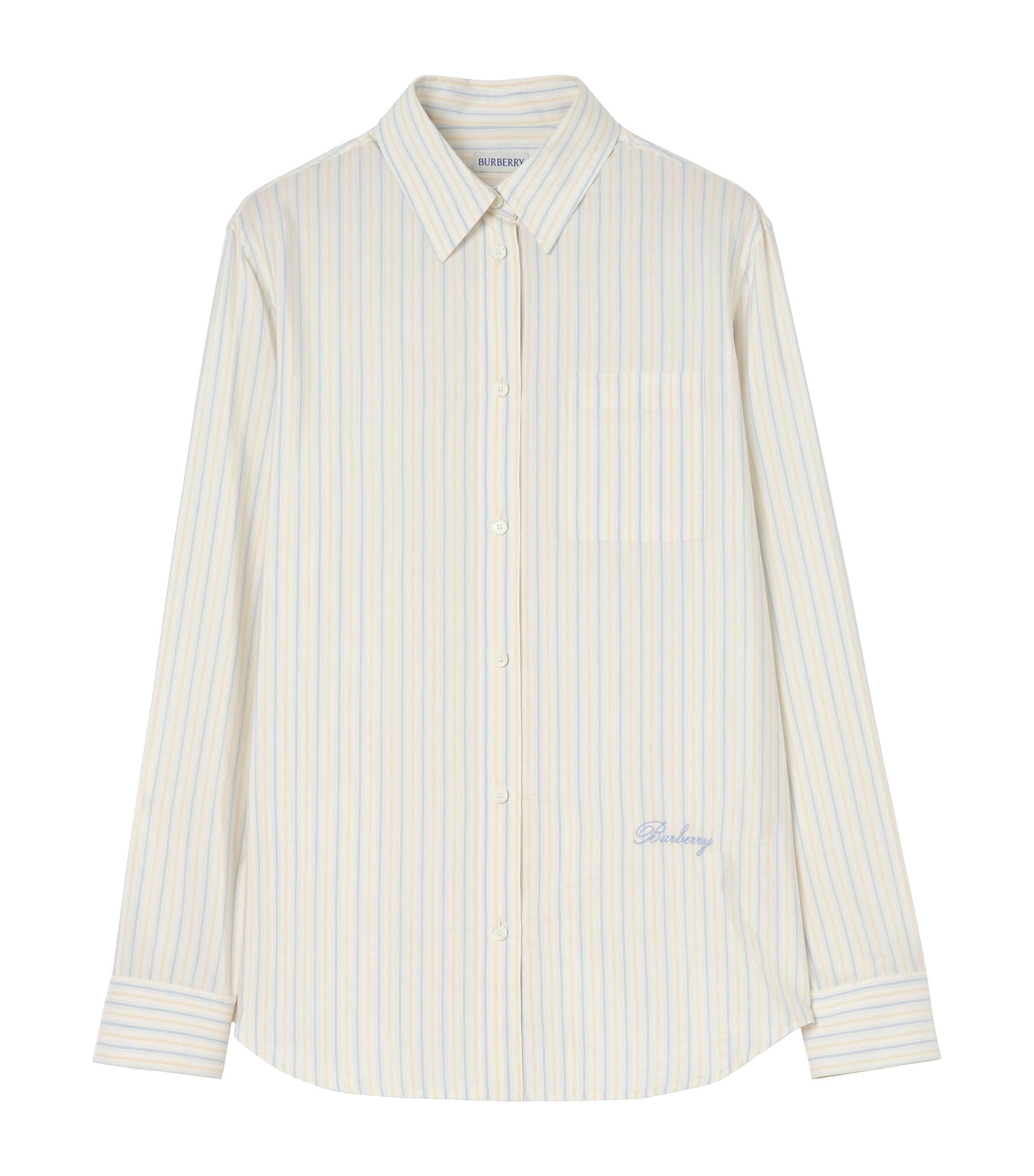 Burberry Womens Silk-Cotton Stripe Shirt Seashell Whthazy Bl Image 1