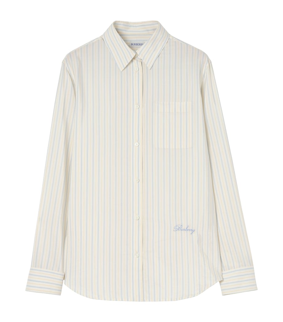 Burberry Womens Silk-Cotton Stripe Shirt Seashell Whthazy Bl Image 1