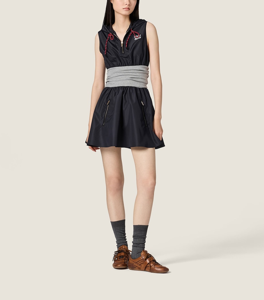 Miu Miu Womens Technical Hooded Mini Dress Image 2