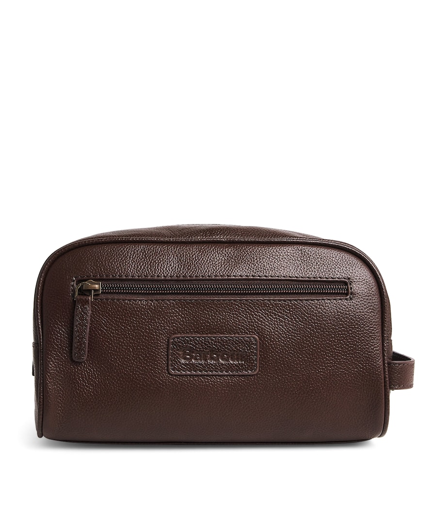 Grained Leather Wash Bag DARK BROWN Image 1
