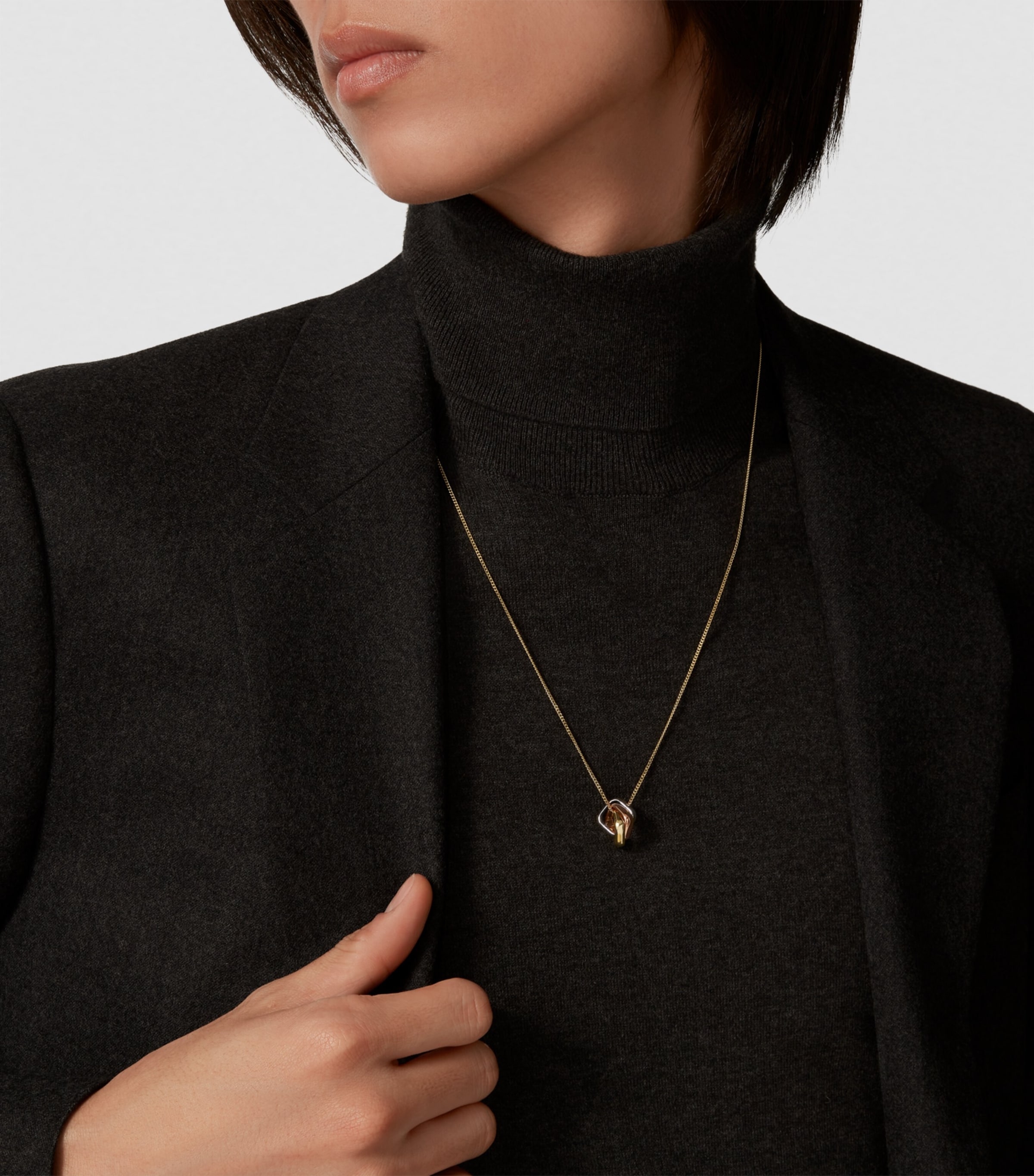 Mixed Gold and Diamond Trinity Necklace MIXED GOLD Image 4