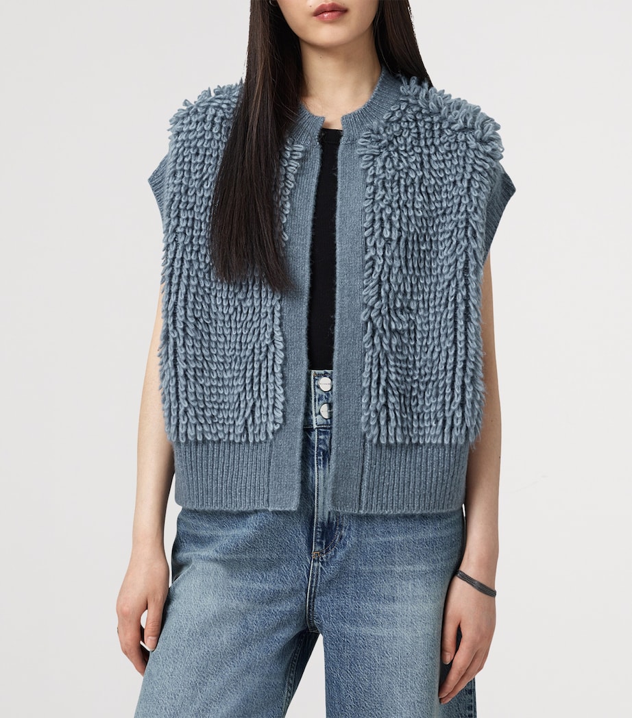 Wool-Blend Open-Front Elias Gilet SLATE BLUE Image 4