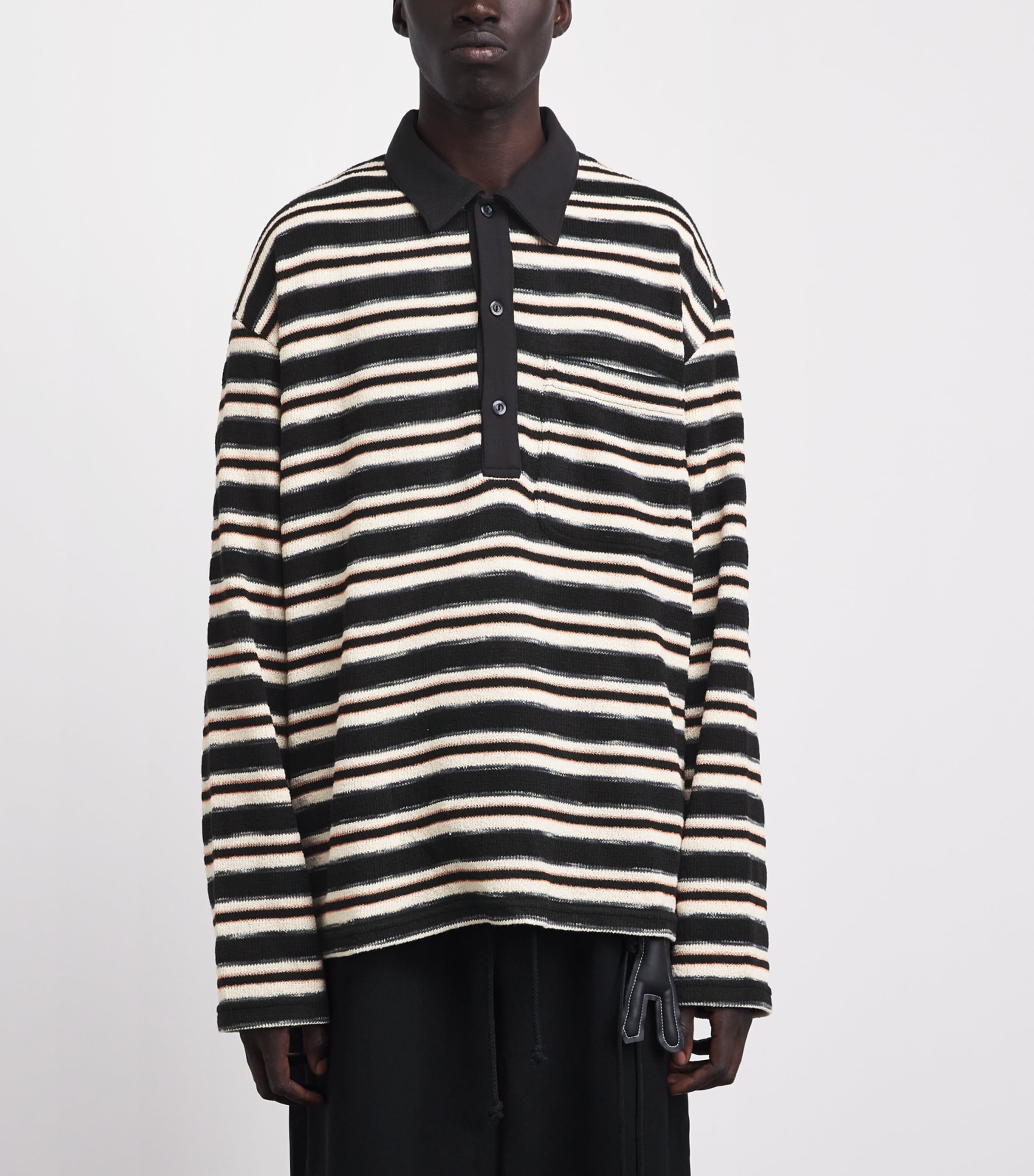 Song For The Mute Mens Stripe Polo Shirt Black Image 4