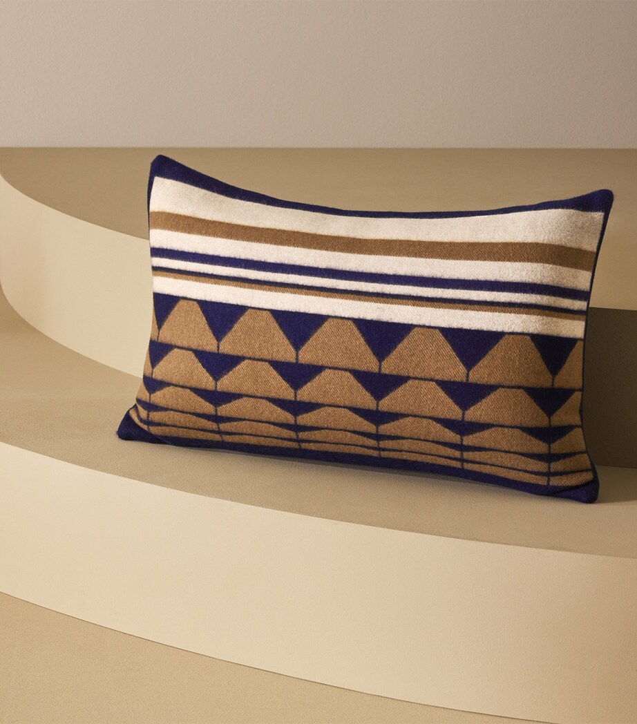 Wool-Cashmere Deco 003 Cushion (40cm x 60cm) 8E29 - BLUE/TAN Image 4