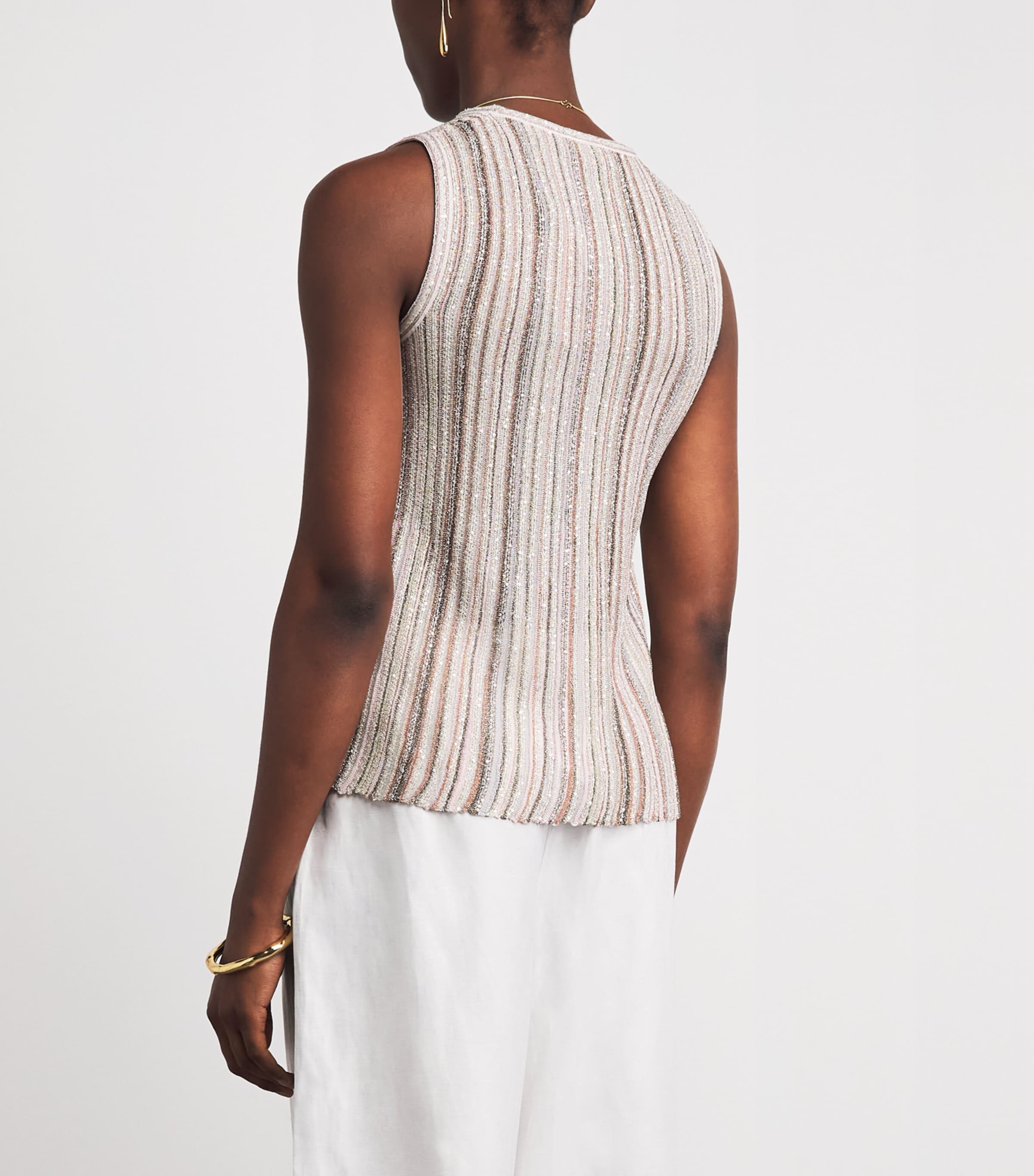 Missoni Womens Sequin Stripe Tank Top Pink Tones Image 5
