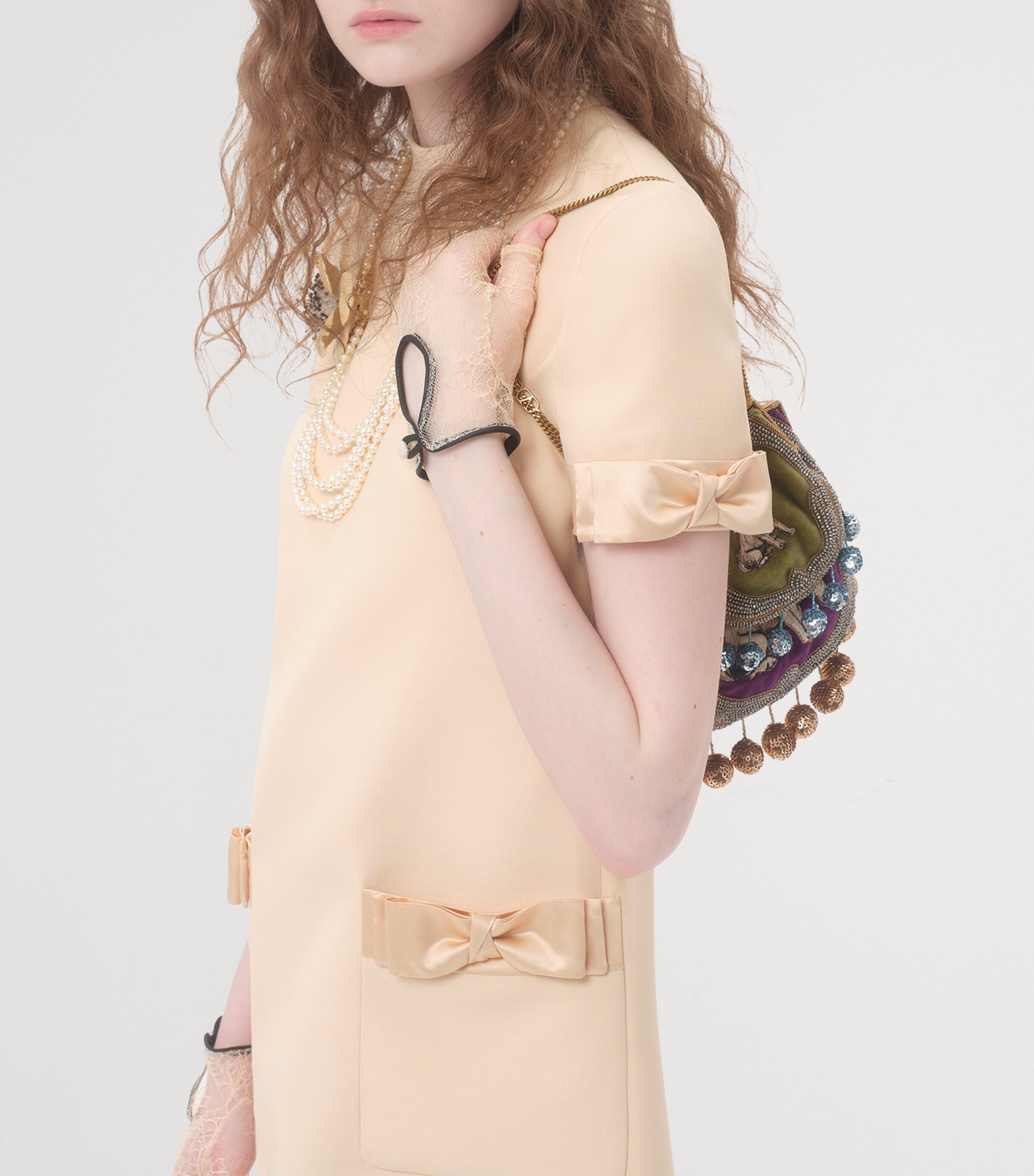 Wool-Silk Bow-Embellished Mini Dress ET5 Image 7