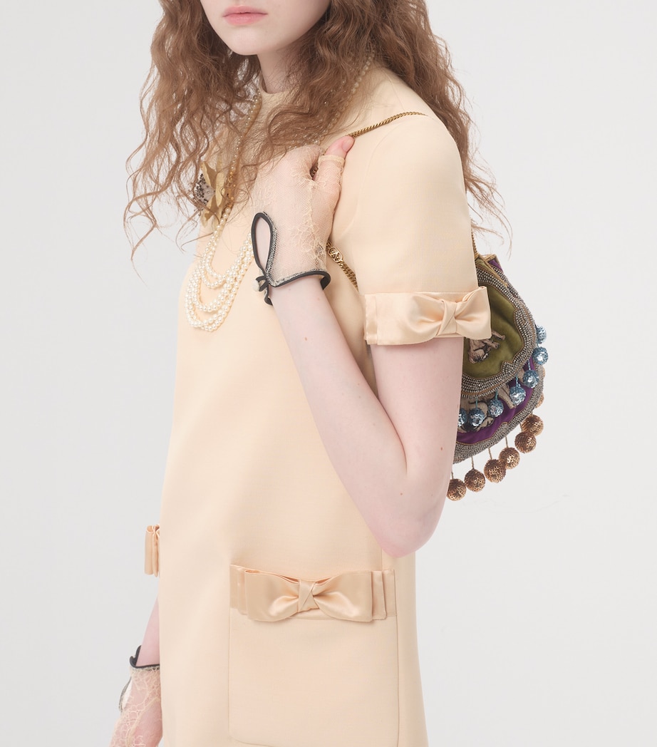 Wool-Silk Bow-Embellished Mini Dress ET5 Image 7