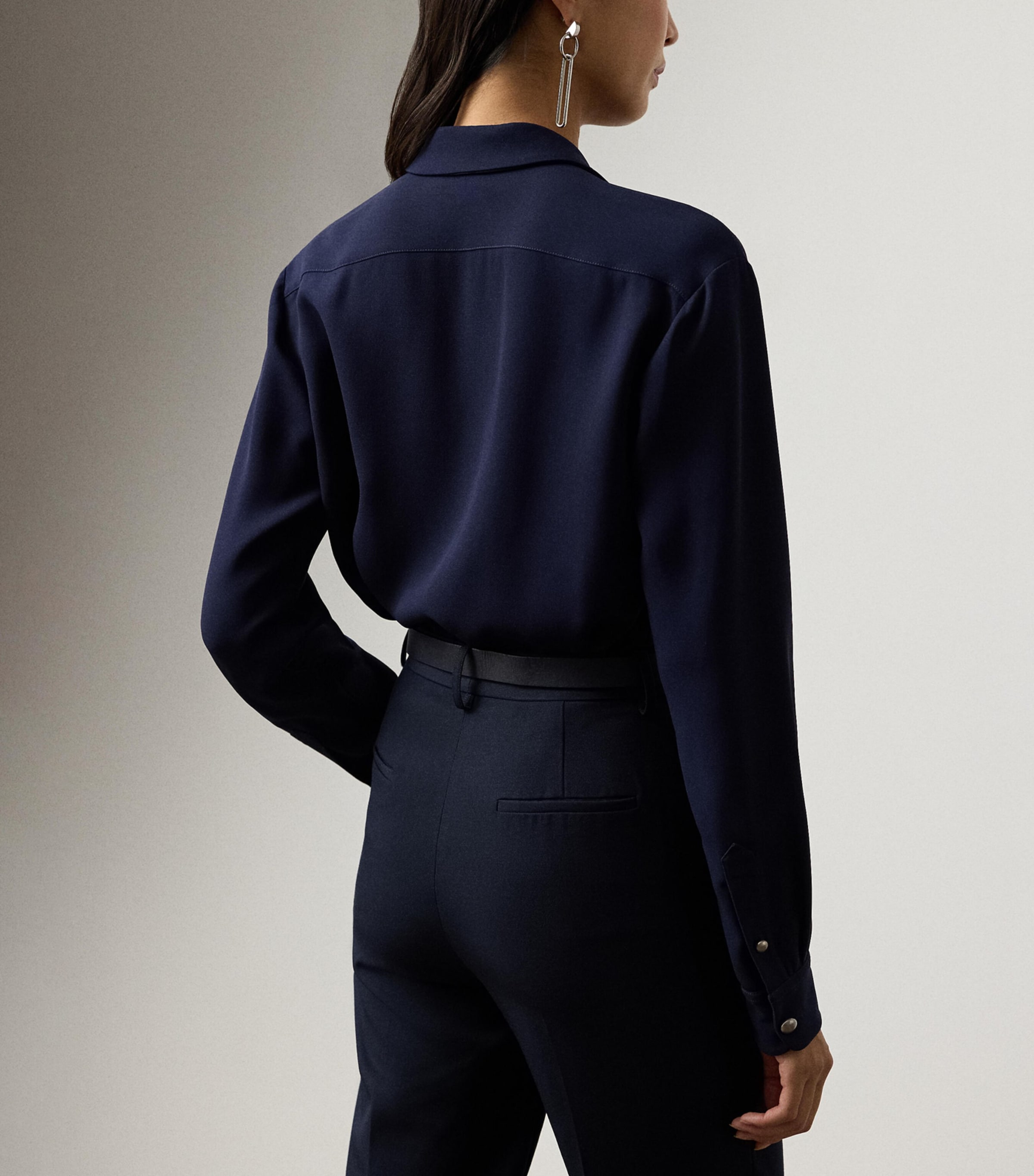 Silk Cady Terrel Shirt NAVY-410 Image 3