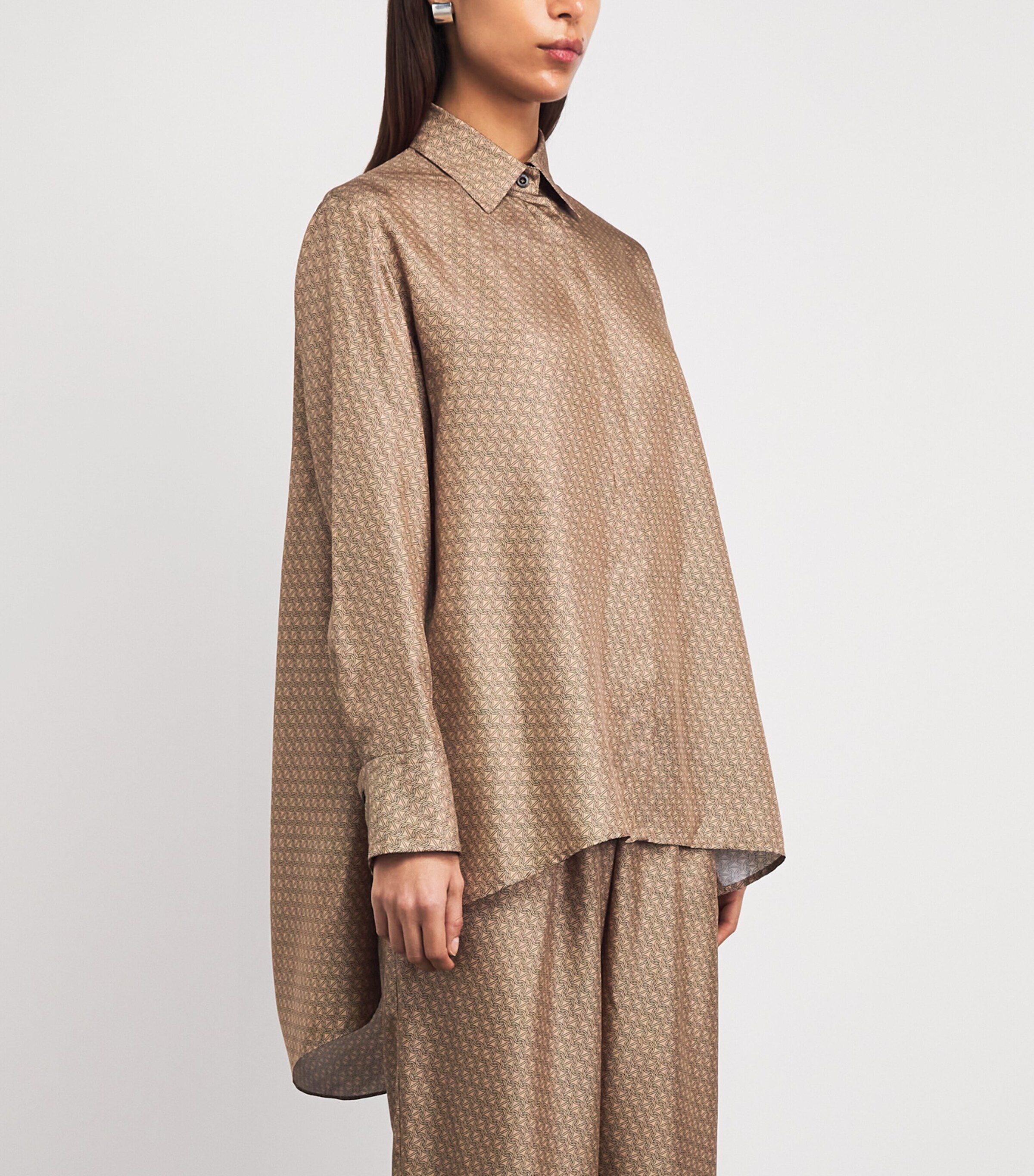 ESSE Studios Womens Silk Printed Linka Shirt Almond Linka Image 4