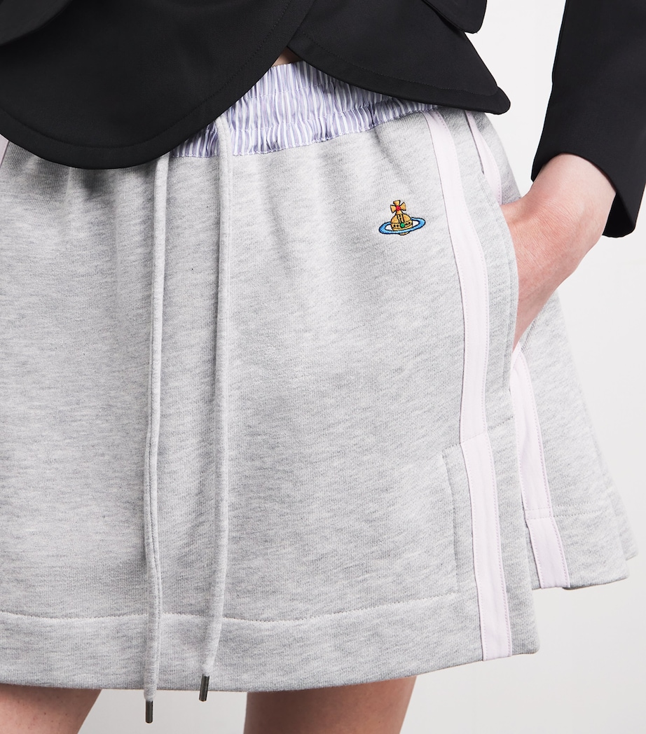 Cotton Cheerleader Mini Skirt GREY/WHITE STRIPE Image 6