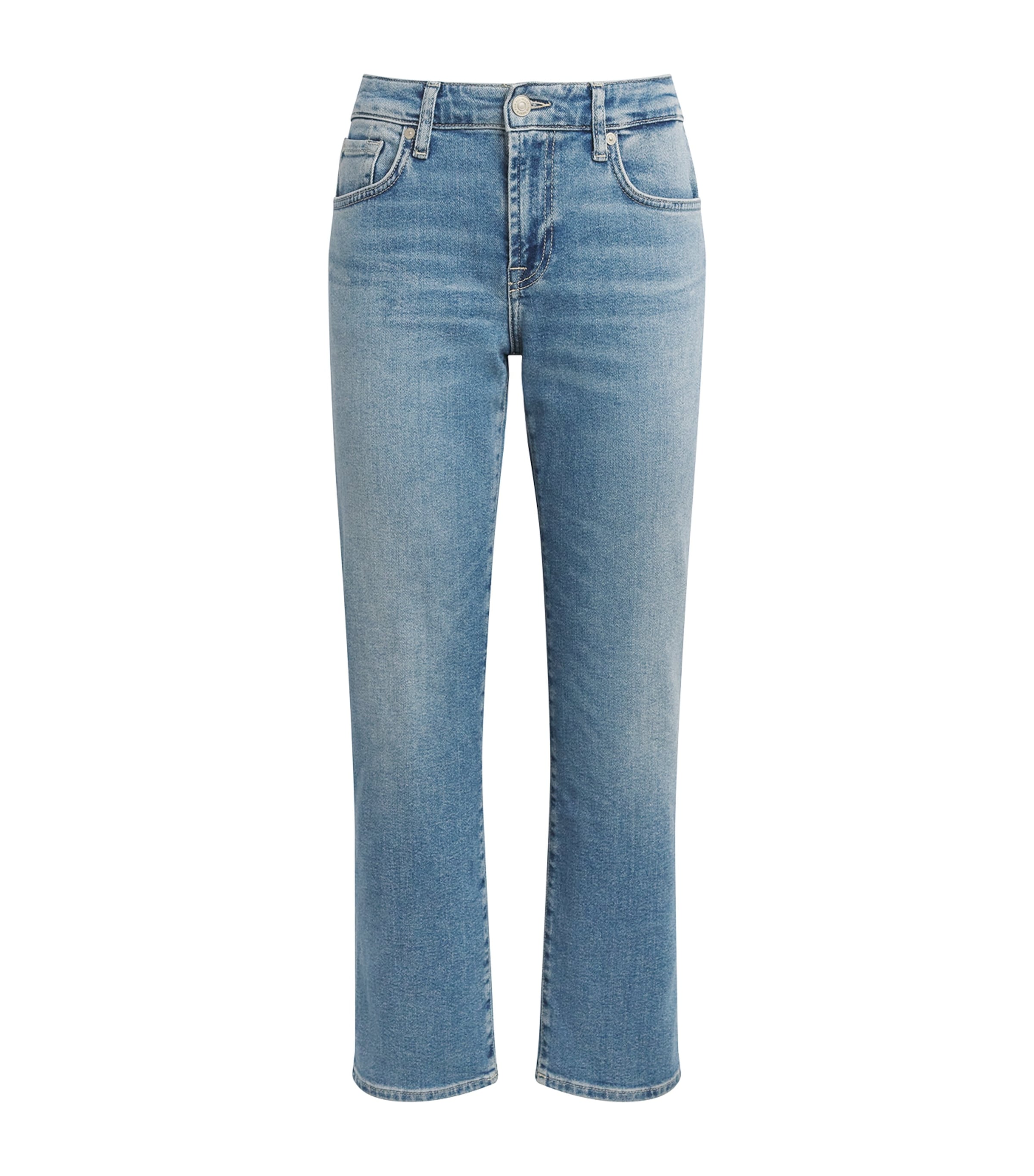 7 For All Mankind Womens Calie Mid-Rise Straight Jeans Aquashade Image 1