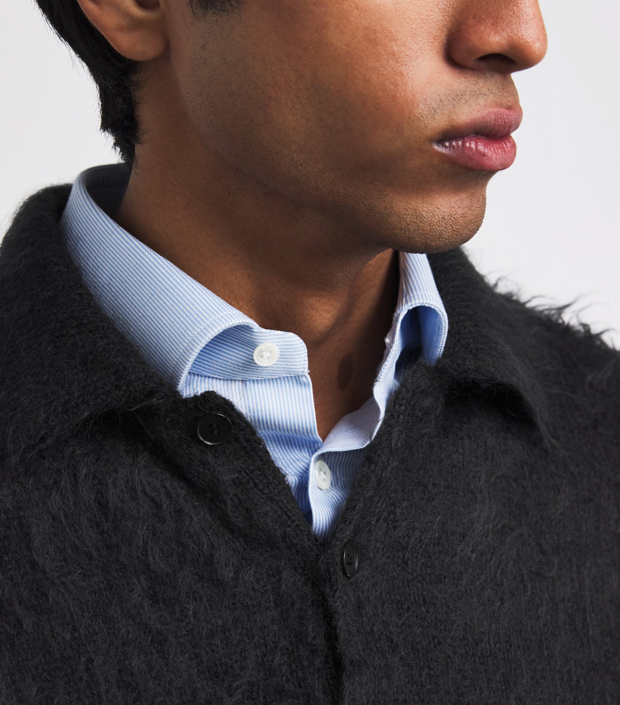 トップス 25AW AURALEE BRUSHED KID MOHAIR POLO 4 Auralee Black Super Kid Mohair-Wool Brushed Polo Sweater | Harrods UK