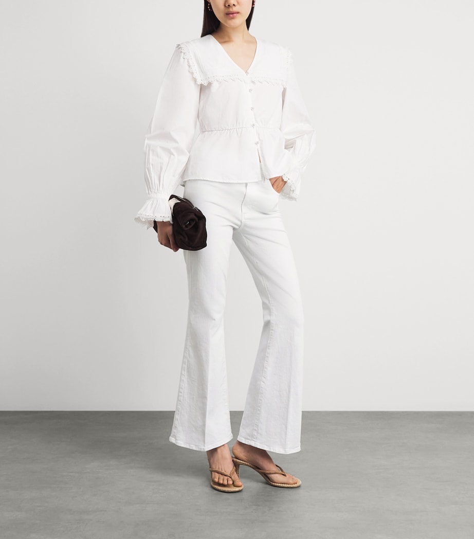 PAIGE Womens Marlow Skimmer High-Rise Flared Jeans Crisp White Image 2