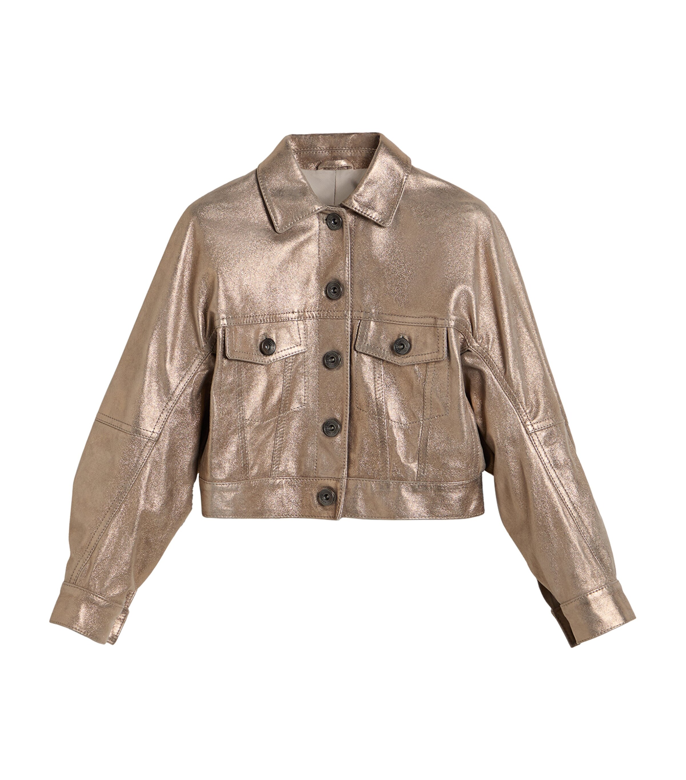 Brunello Cucinelli Lamé Leather Jacket