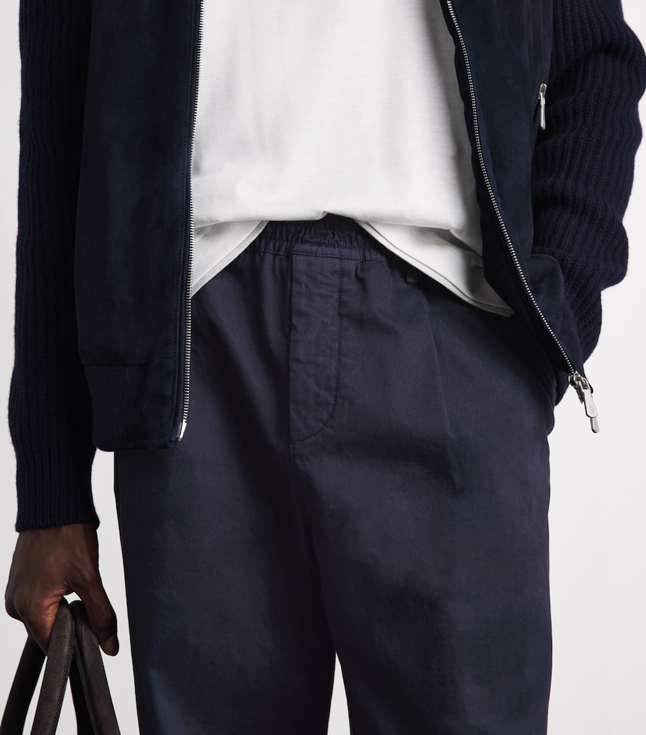 Eleventy Mens Stretch-Cotton Pleated Straight Trousers Blu Image 3