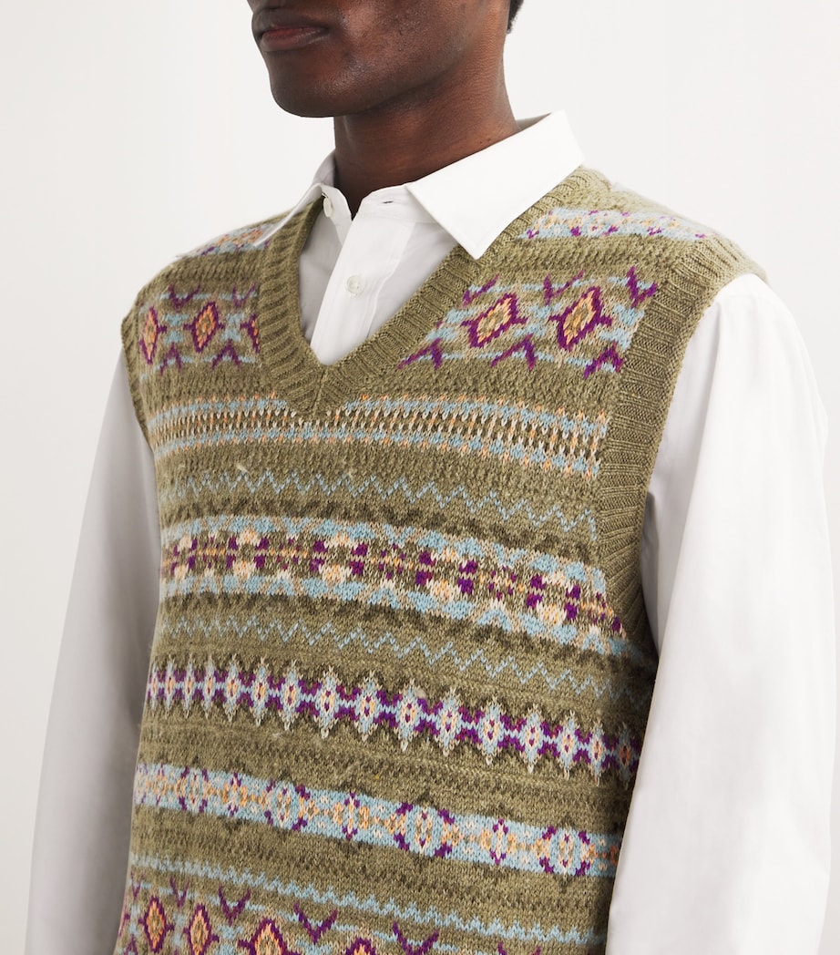 Linen-Blend Fair Isle Sweater Vest OLIVE Image 6