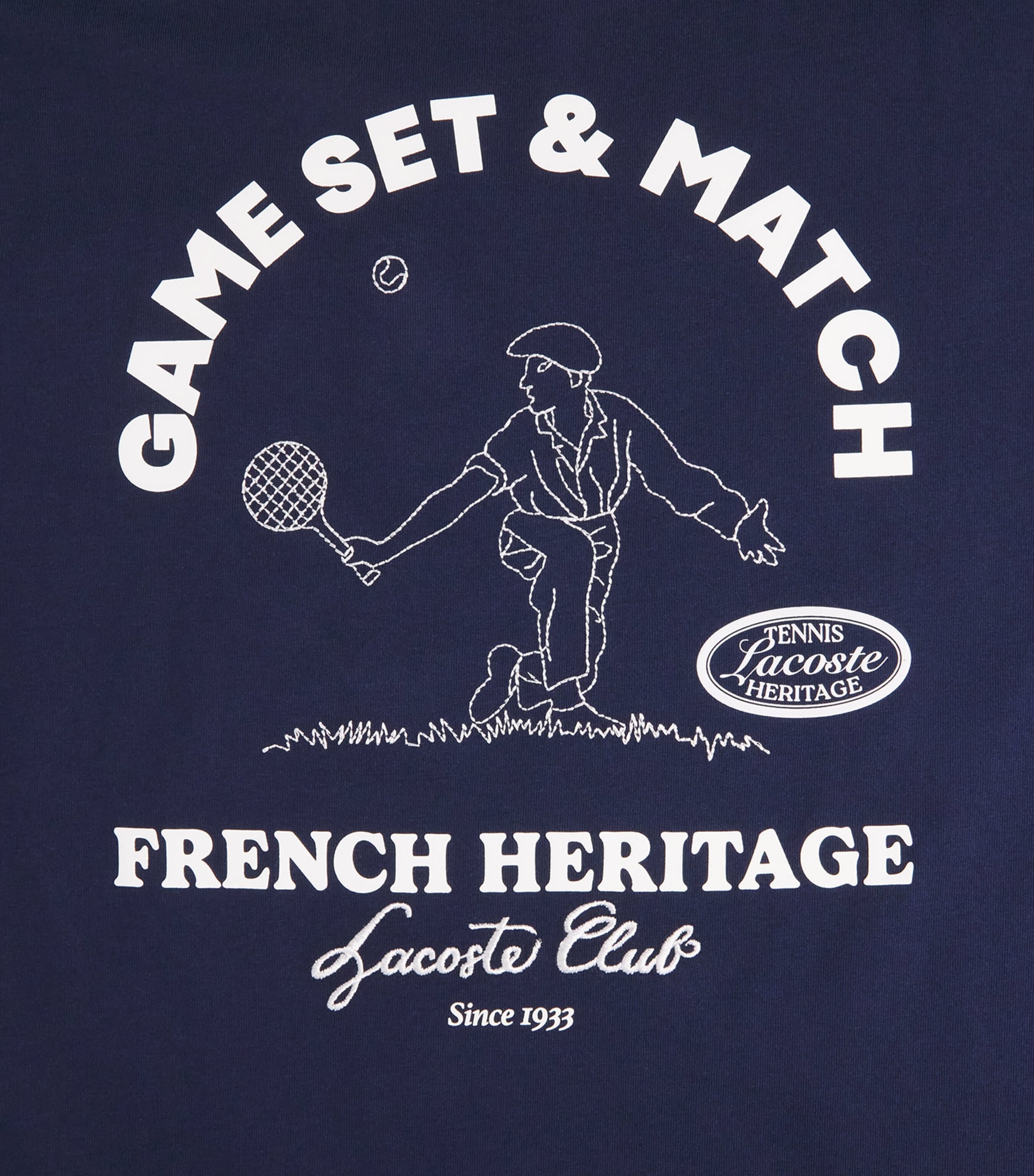 Lacoste Mens Ultra Dry Tennis Heritage Graphic T-Shirt Navy Blue Image 6