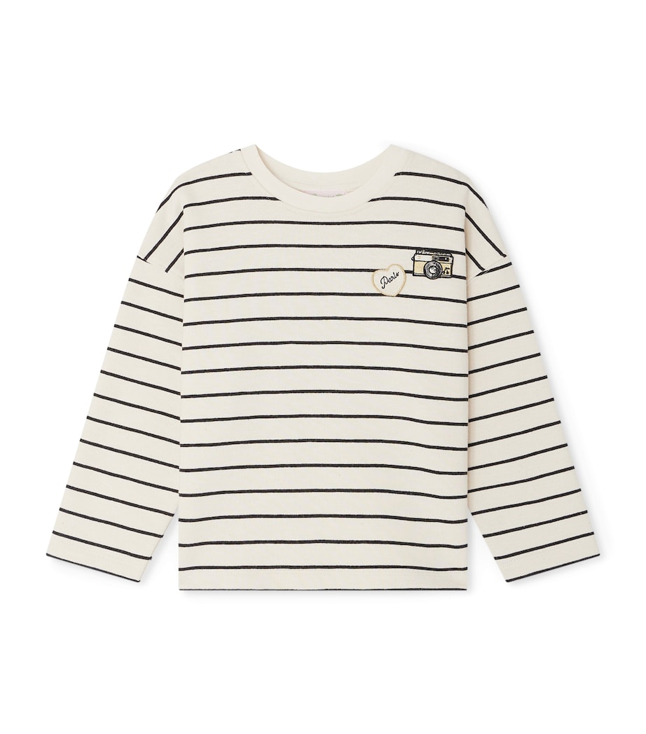 Cotton-Blend Stripe Sweatshirt (14 Years) RAYURES NOIRES Image 1