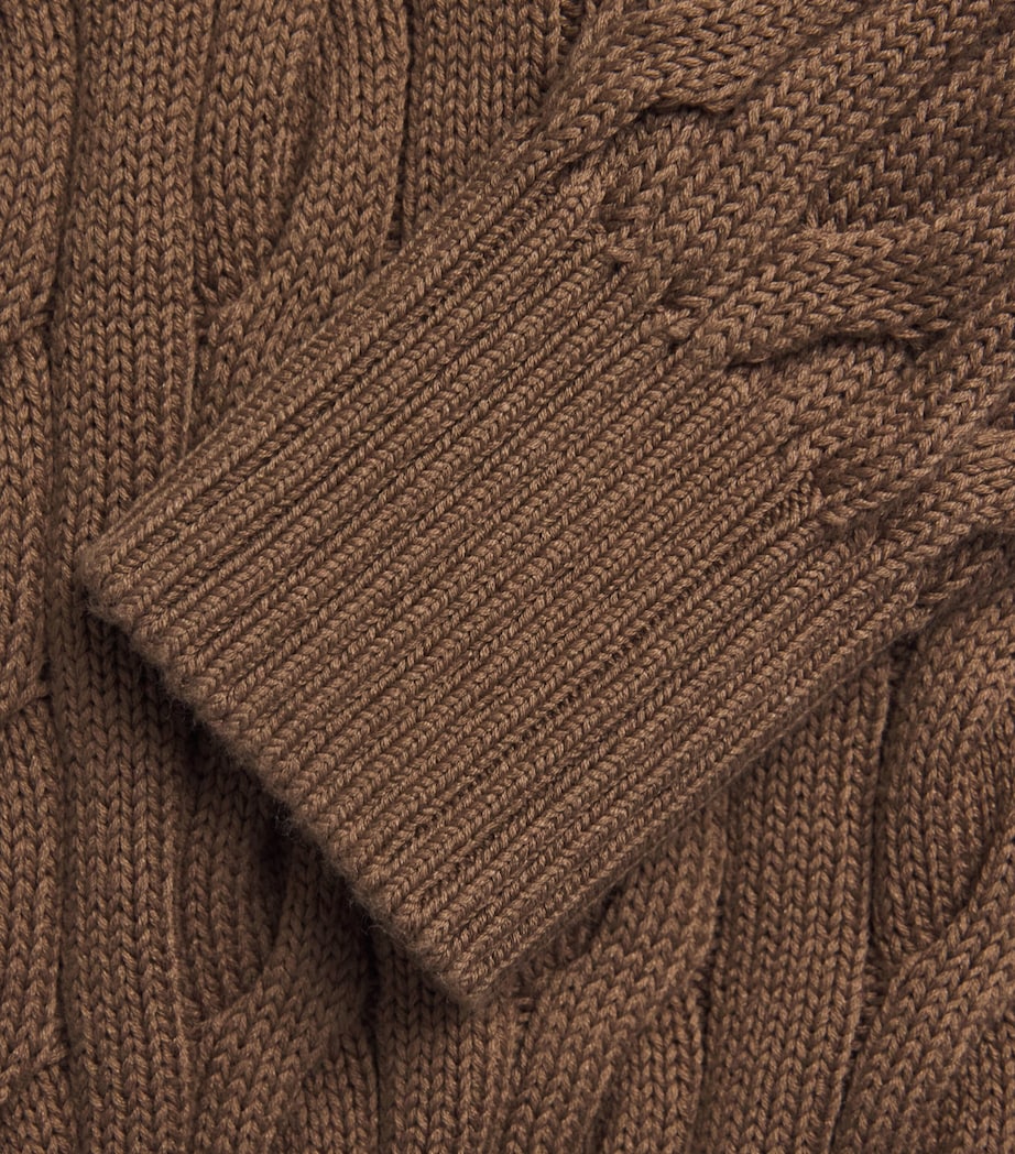 Ralph Lauren Purple Label Mens x Wimbledon Cashmere Cable-Knit Sweater Soft Mocha Image 6