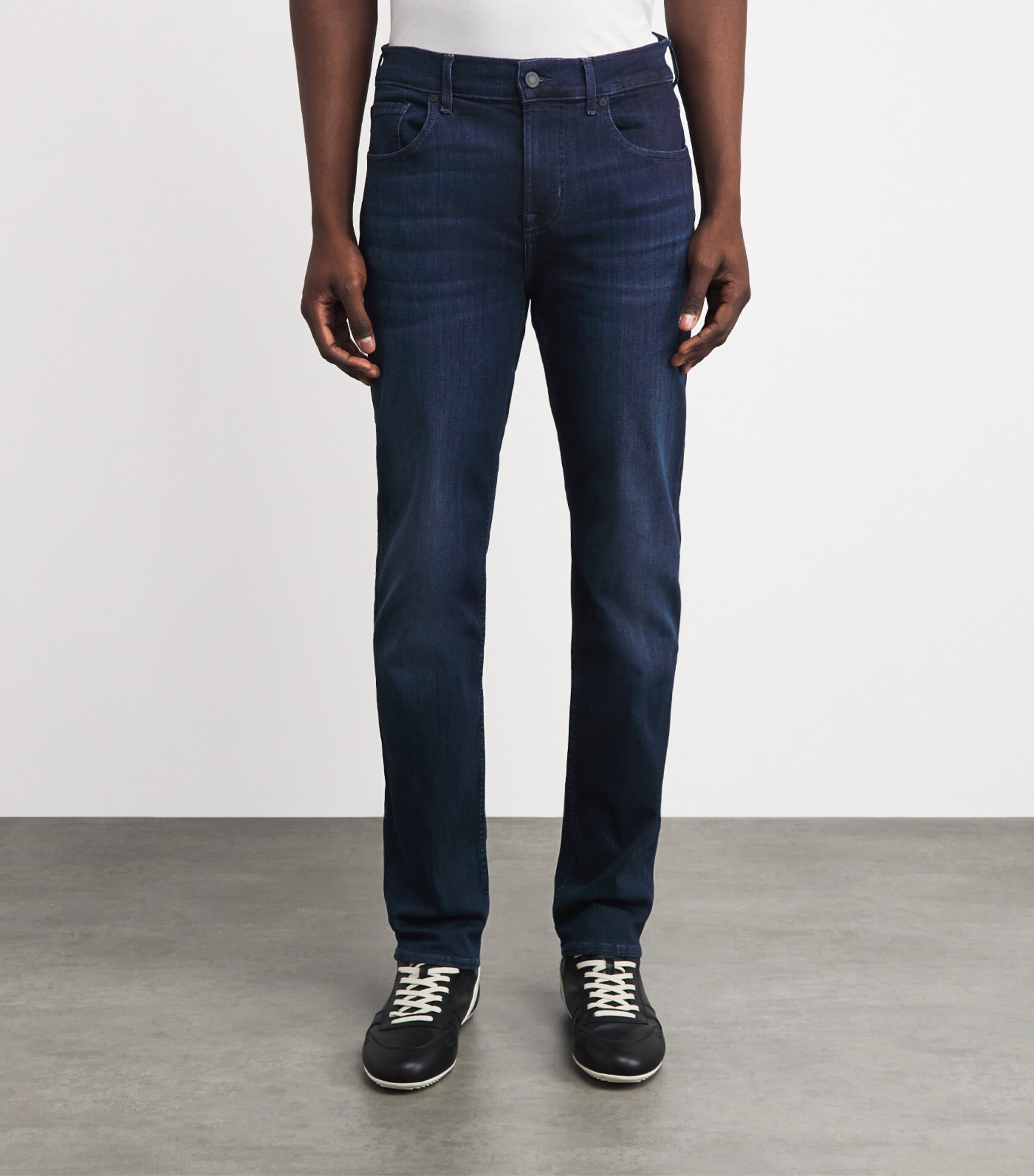 7 For All Mankind Mens Slimmy Lux Performance Plus Jeans Deep Blue Image 4