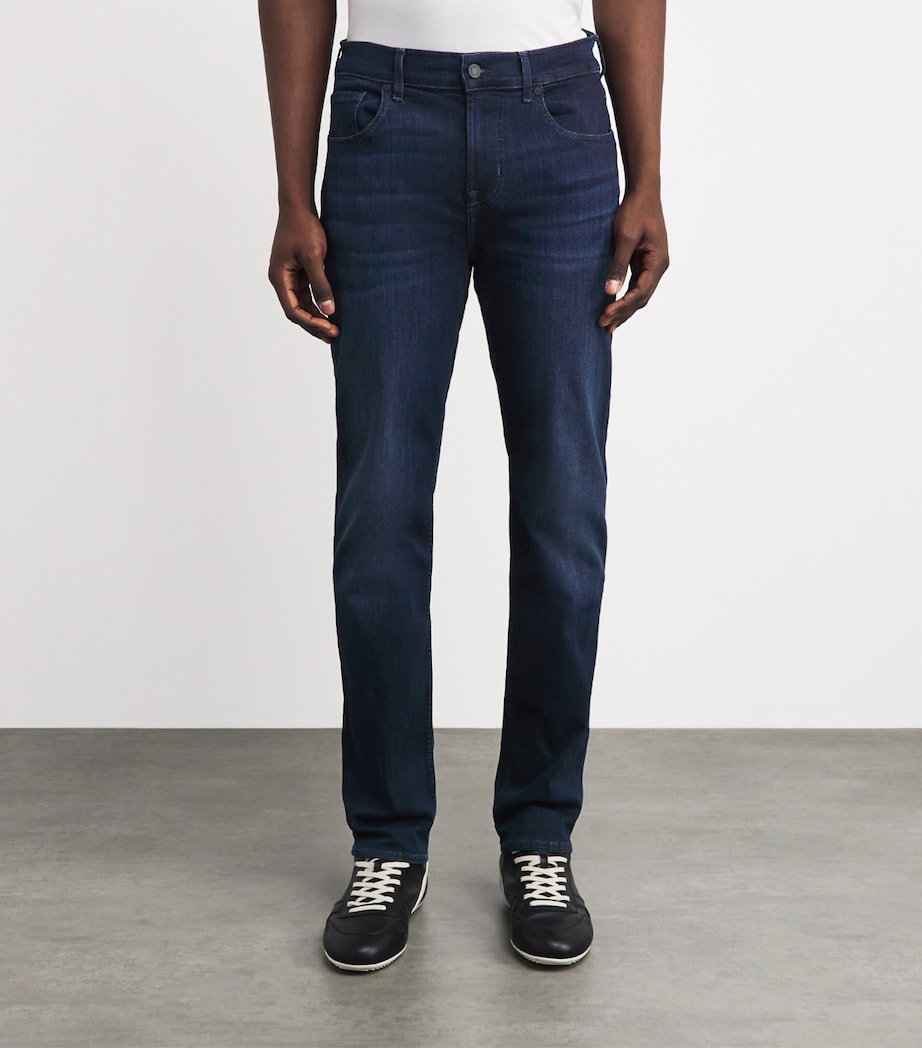 7 For All Mankind Mens Slimmy Lux Performance Plus Jeans Deep Blue Image 4