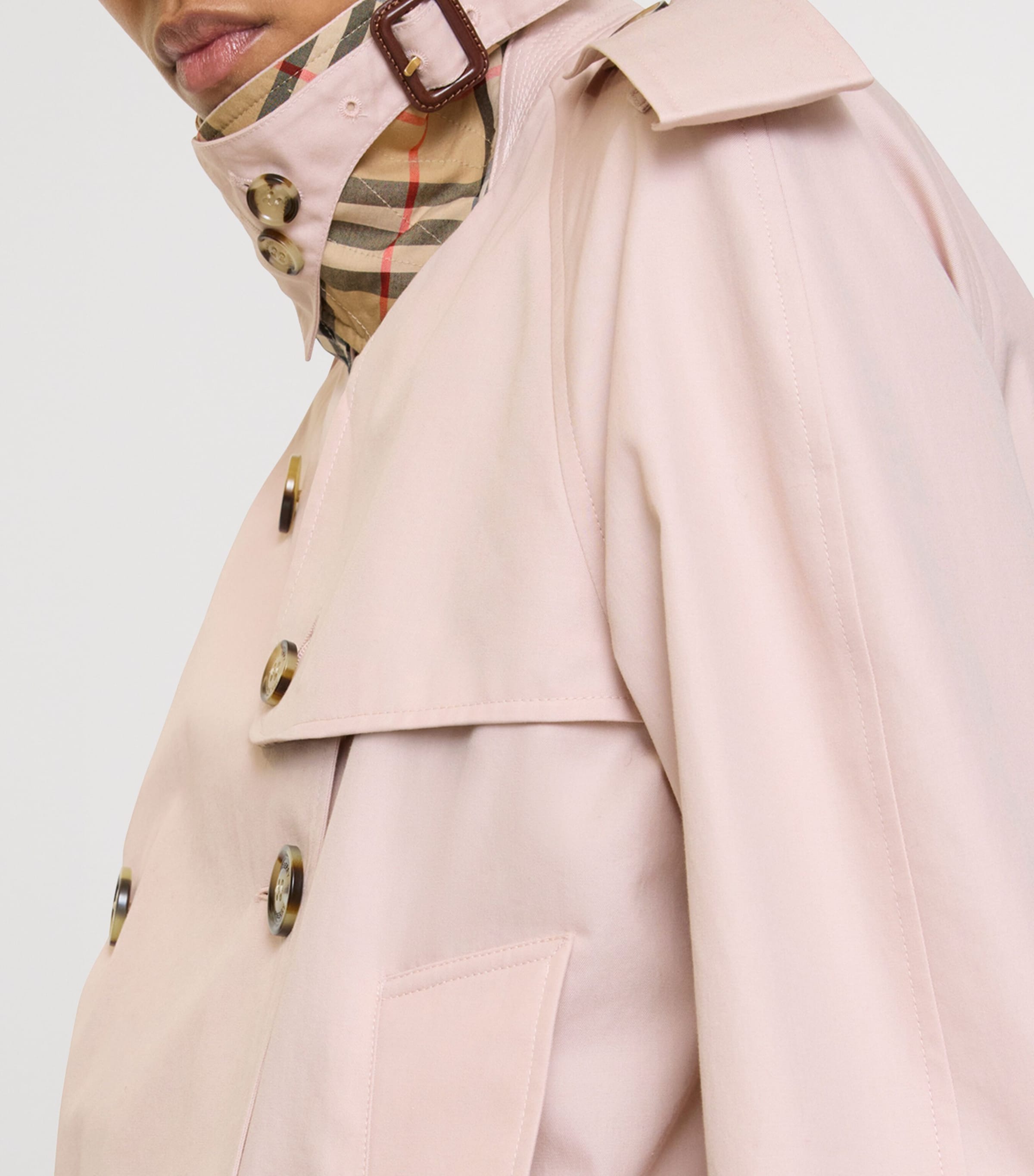 Tropical Gabardine Trench Jacket PALE SUGAR PINK Image 4