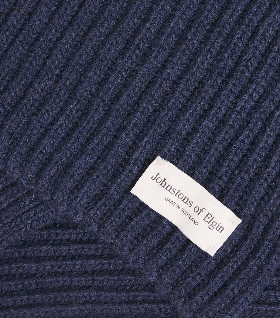 Johnstons Of Elgin Cashmere Lovat Ribbed Scarf Barra Navy Image 4