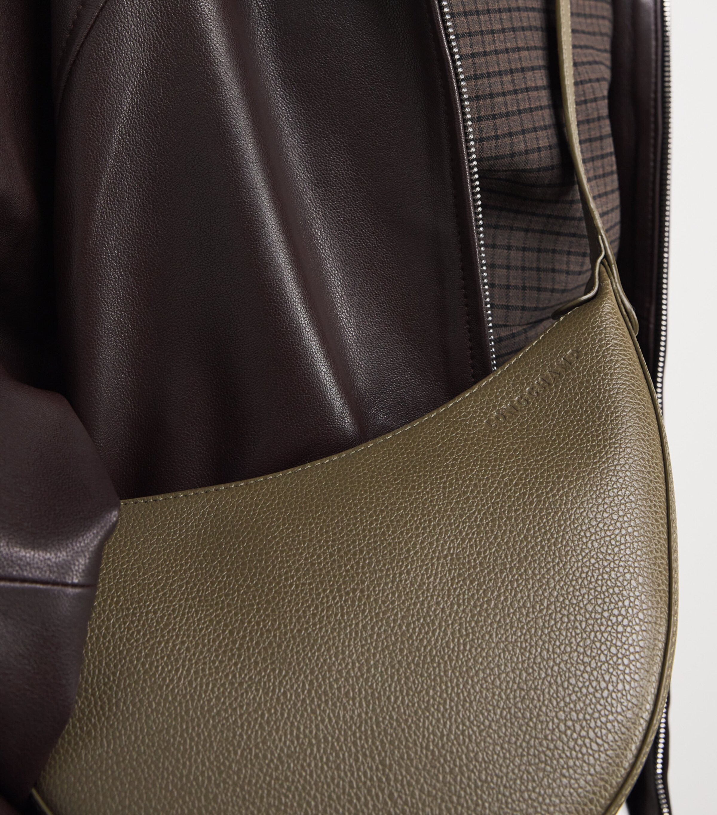Longchamp Small Leather Le Foulonné Cross-Body Bag Caper Image 2