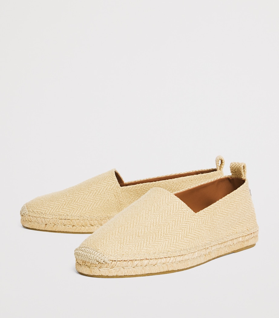 Ralph Lauren Purple Label Silk Herringbone Bosworth Flat Espadrilles Sand Image 3