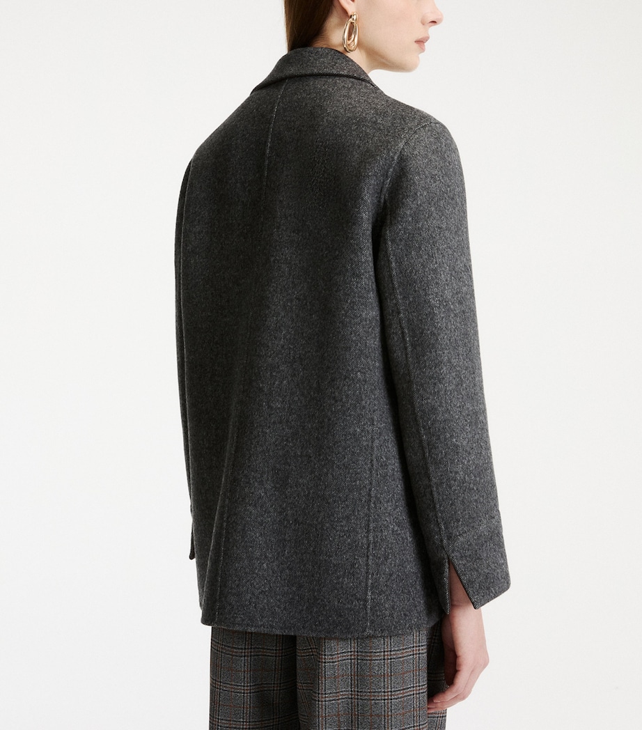 Marella Womens Wool Single-Breasted Blazer Melange Dark Grey Image 3