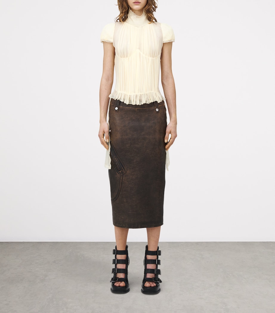 Leather Pencil Midi Skirt 2122 Image 2