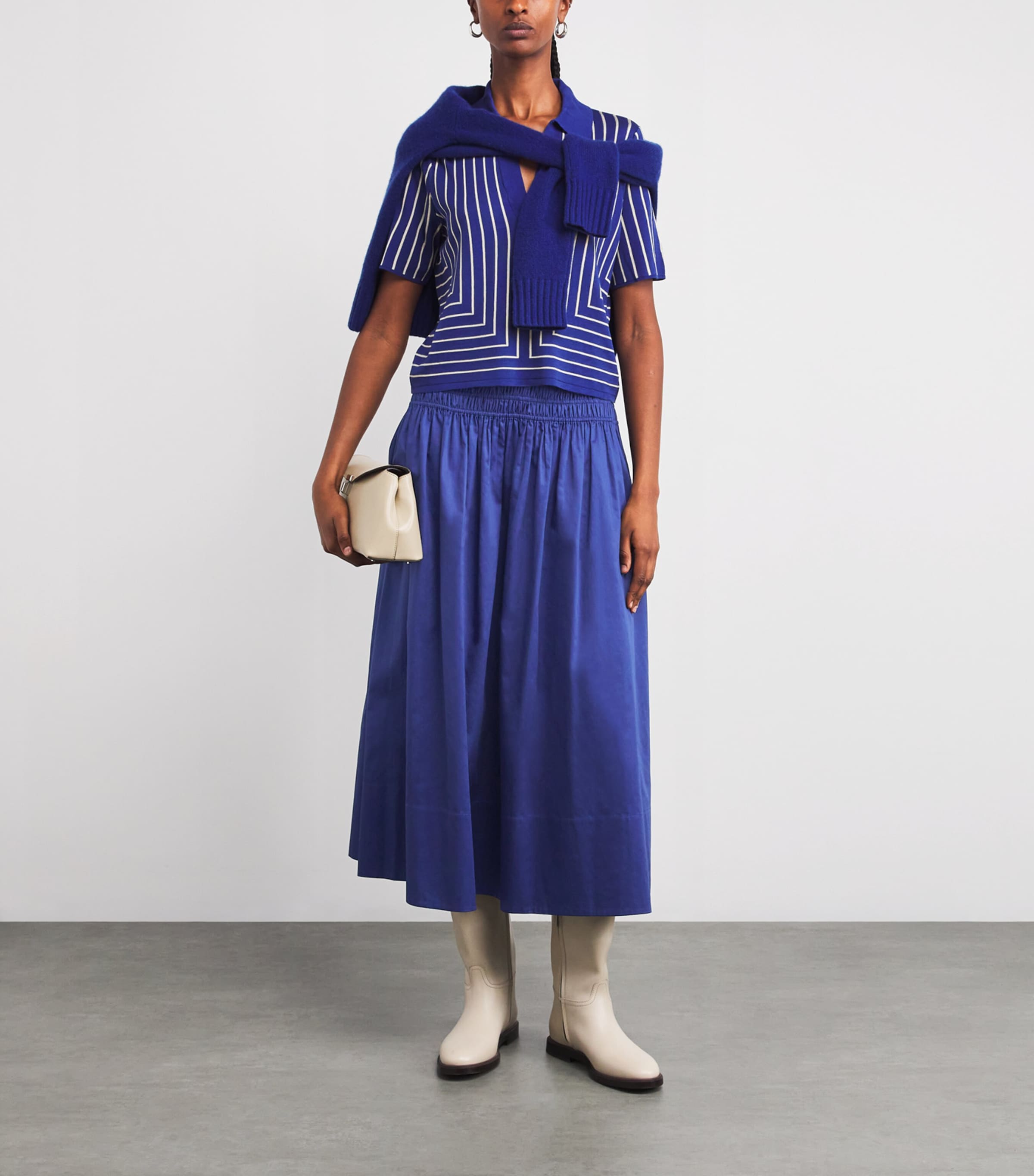 Joseph Womens Cotton Leonie Midi Skirt Cobalt Image 2