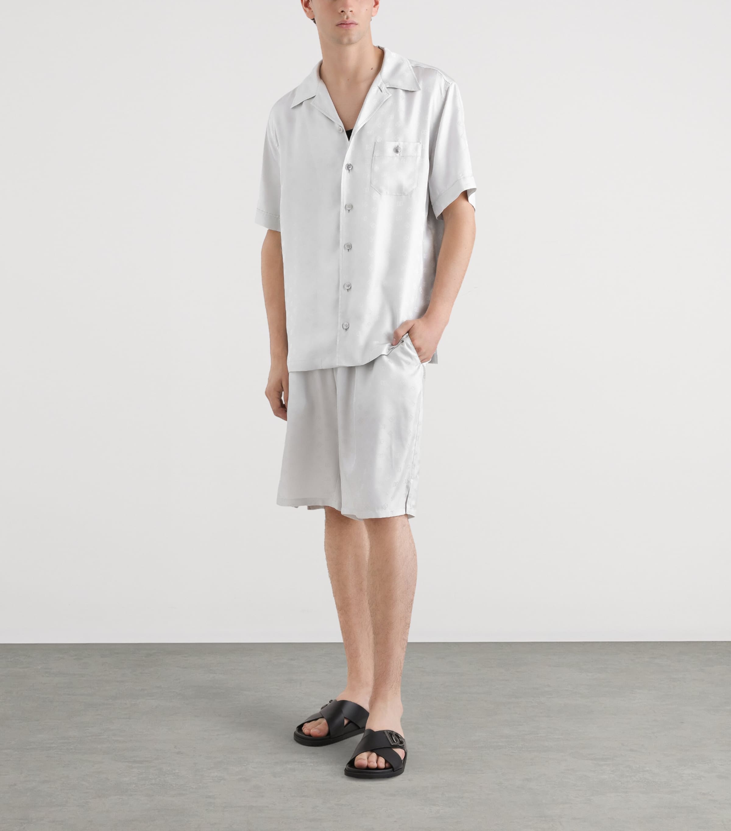 Wool Logo Short-Sleeve Shirt N4534-LIGHT GREY Image 2