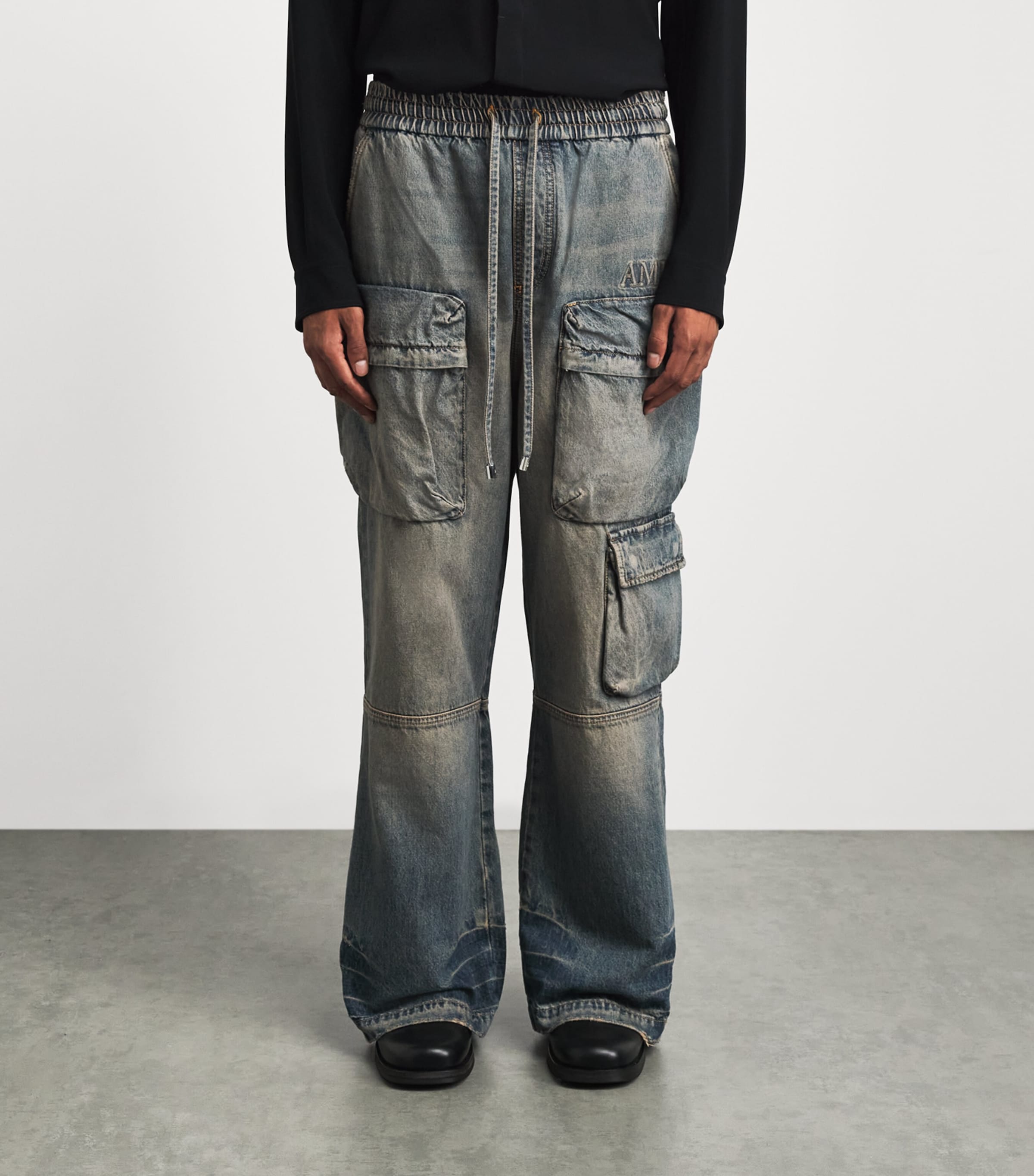 AMIRI Mens Cargo Wide-Leg Jeans Mirage Image 4