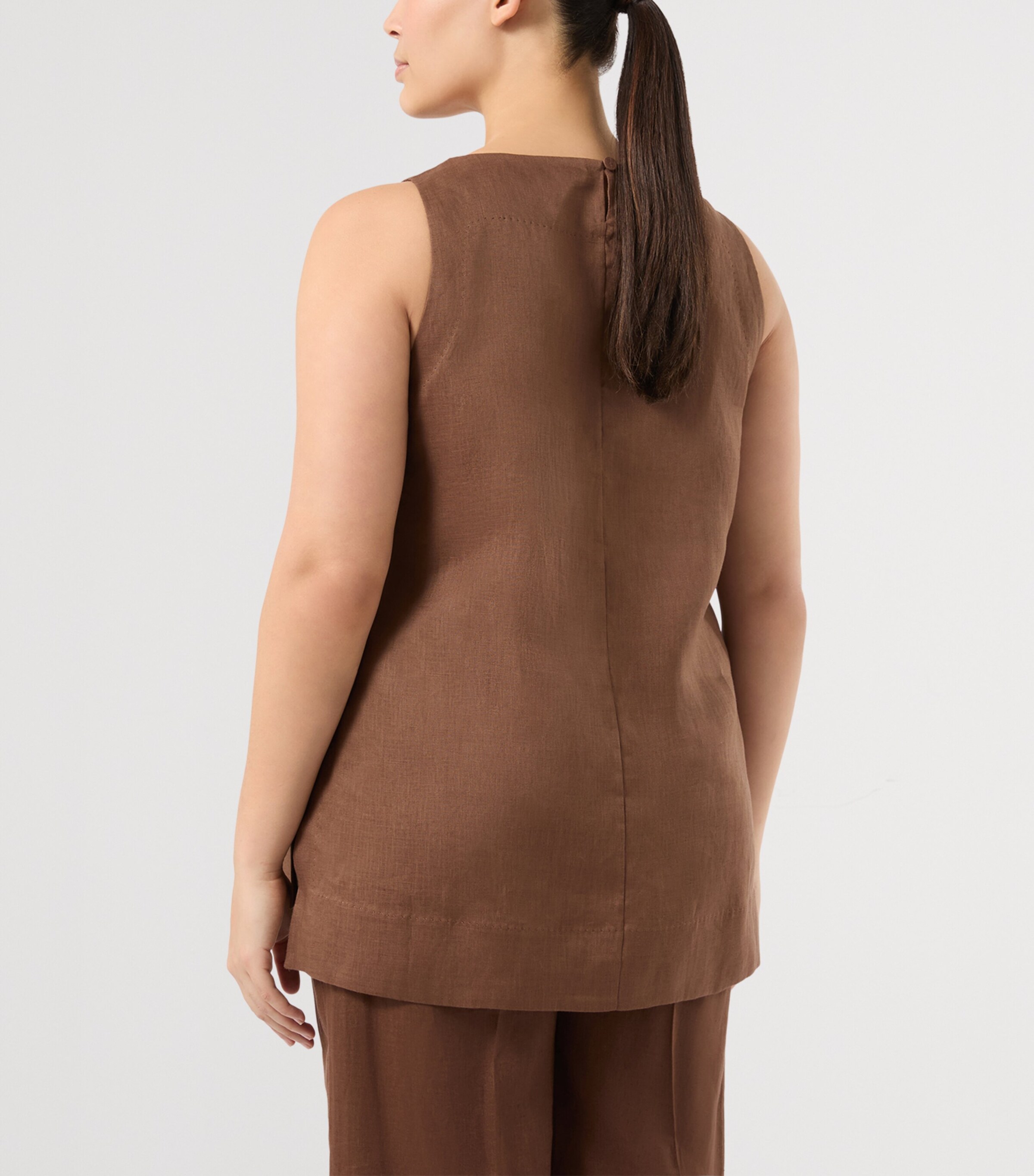 Marina Rinaldi Womens Linen Sleeveless Blouse Cocoa Image 4