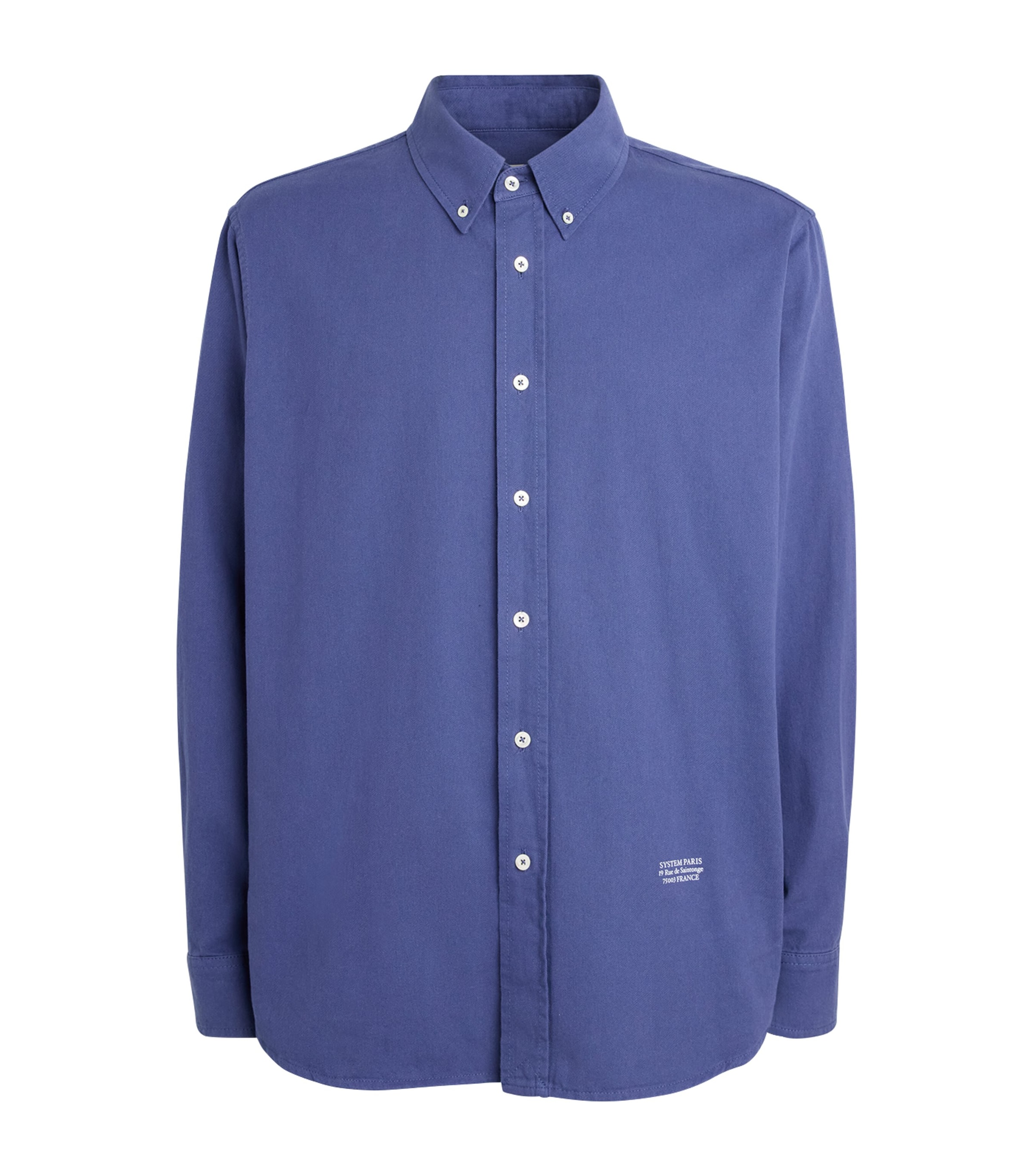 System Mens Cotton Printed Logo Shirt Purple Blue Image 1