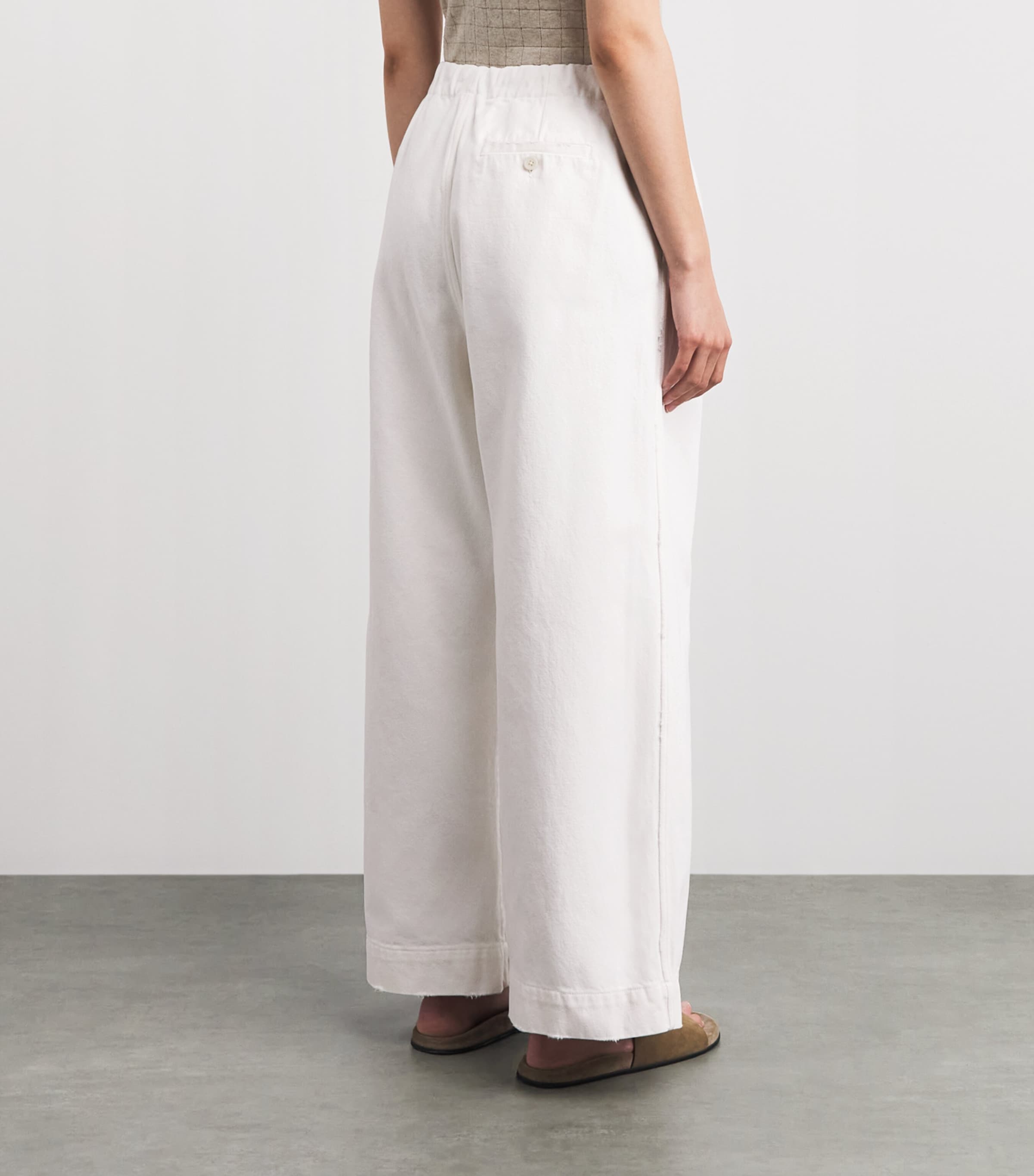 Lauren Manoogian Womens Cotton Canvas Wide-Leg Trousers White Image 5