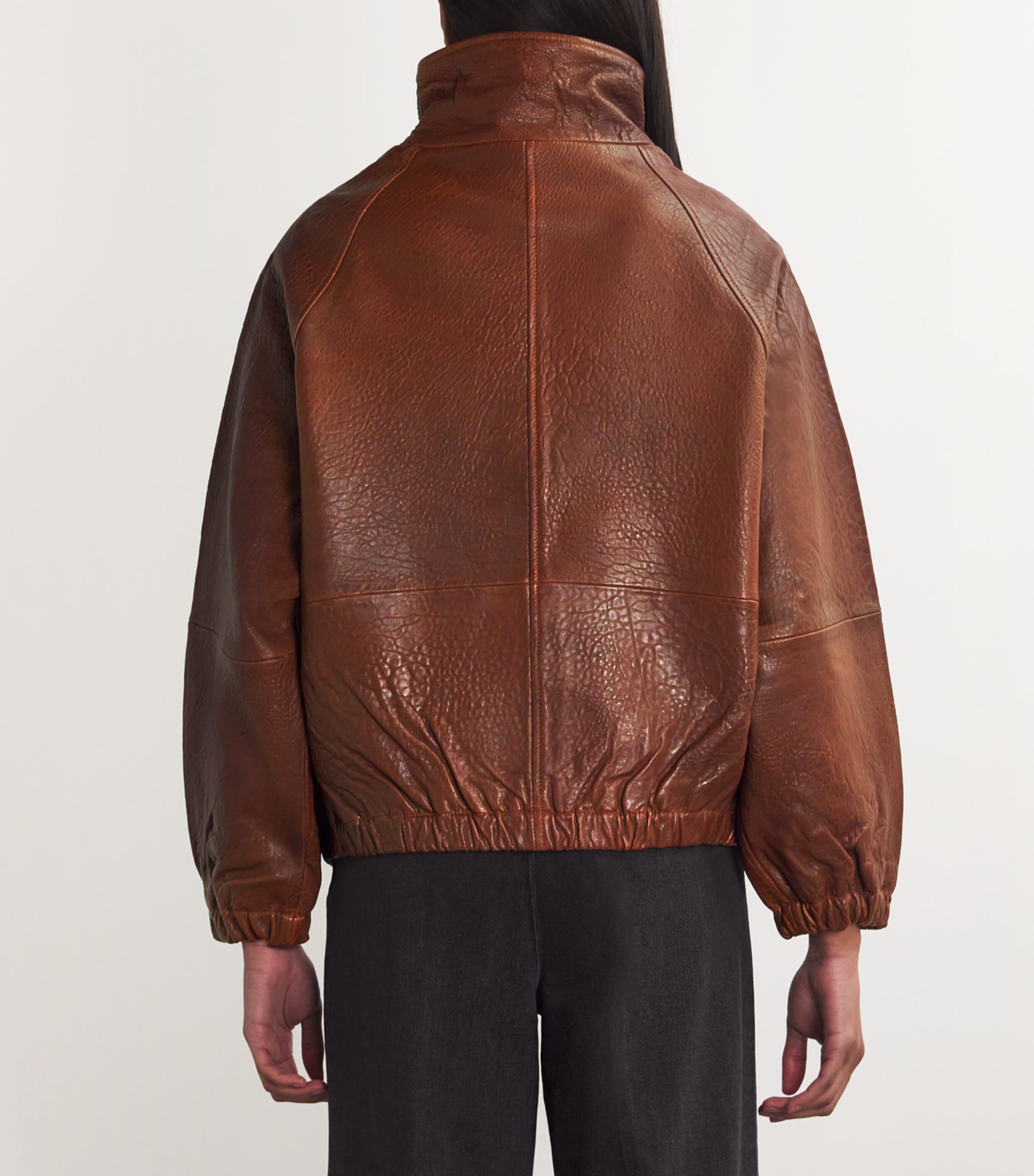 【海外限定】Sandroレザージャケット☆Oversized-collar relaxed SANDRO Oversized Leather Jacket | Brown | FARFETCH