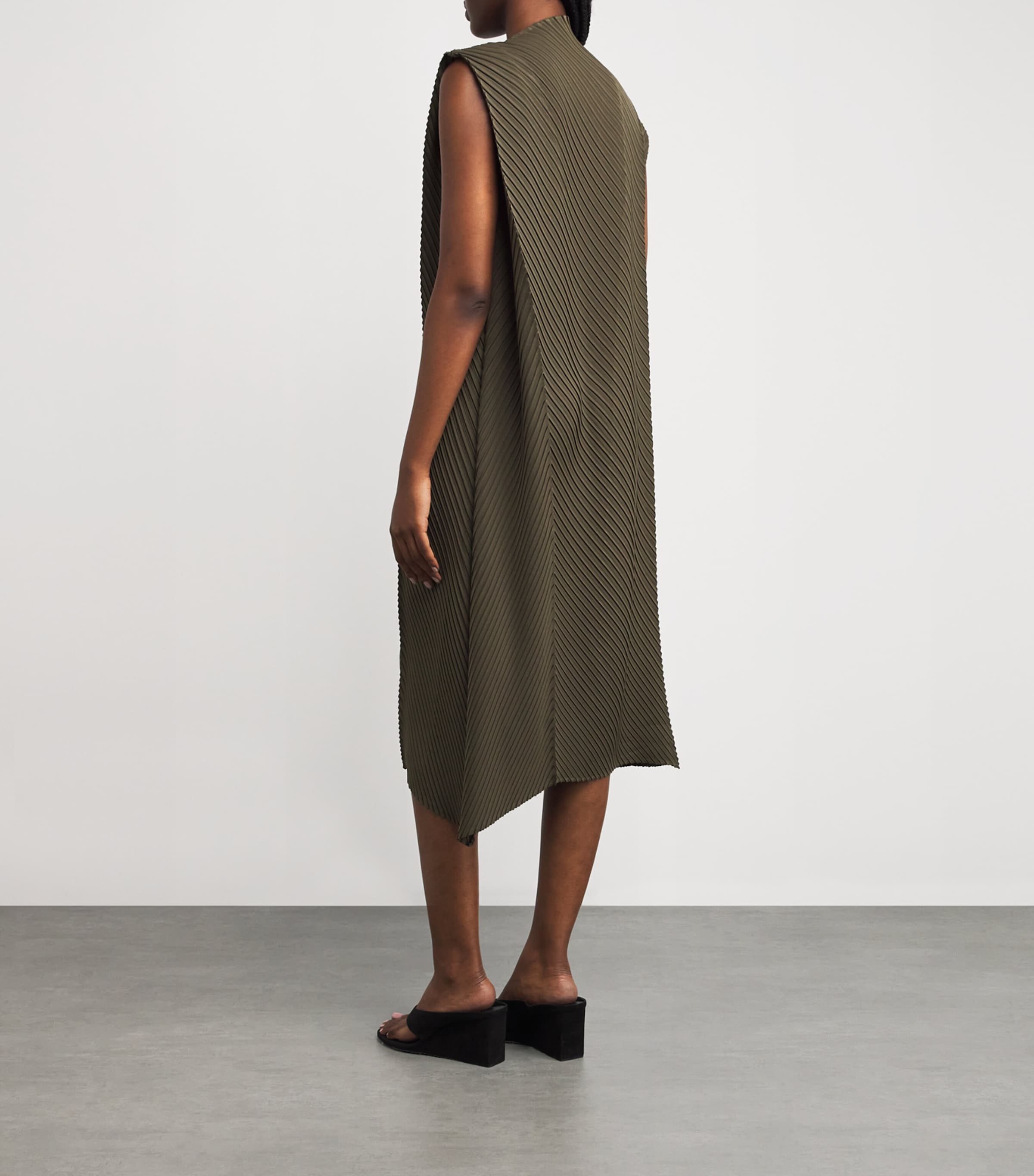 Soft Fold Pleats Midi Dress KHAKI Image 3
