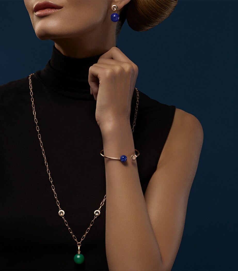 Rose Gold, Diamond and Green Agate Happy Diamonds Planet Necklace 18K ROSE GOLD Image 4