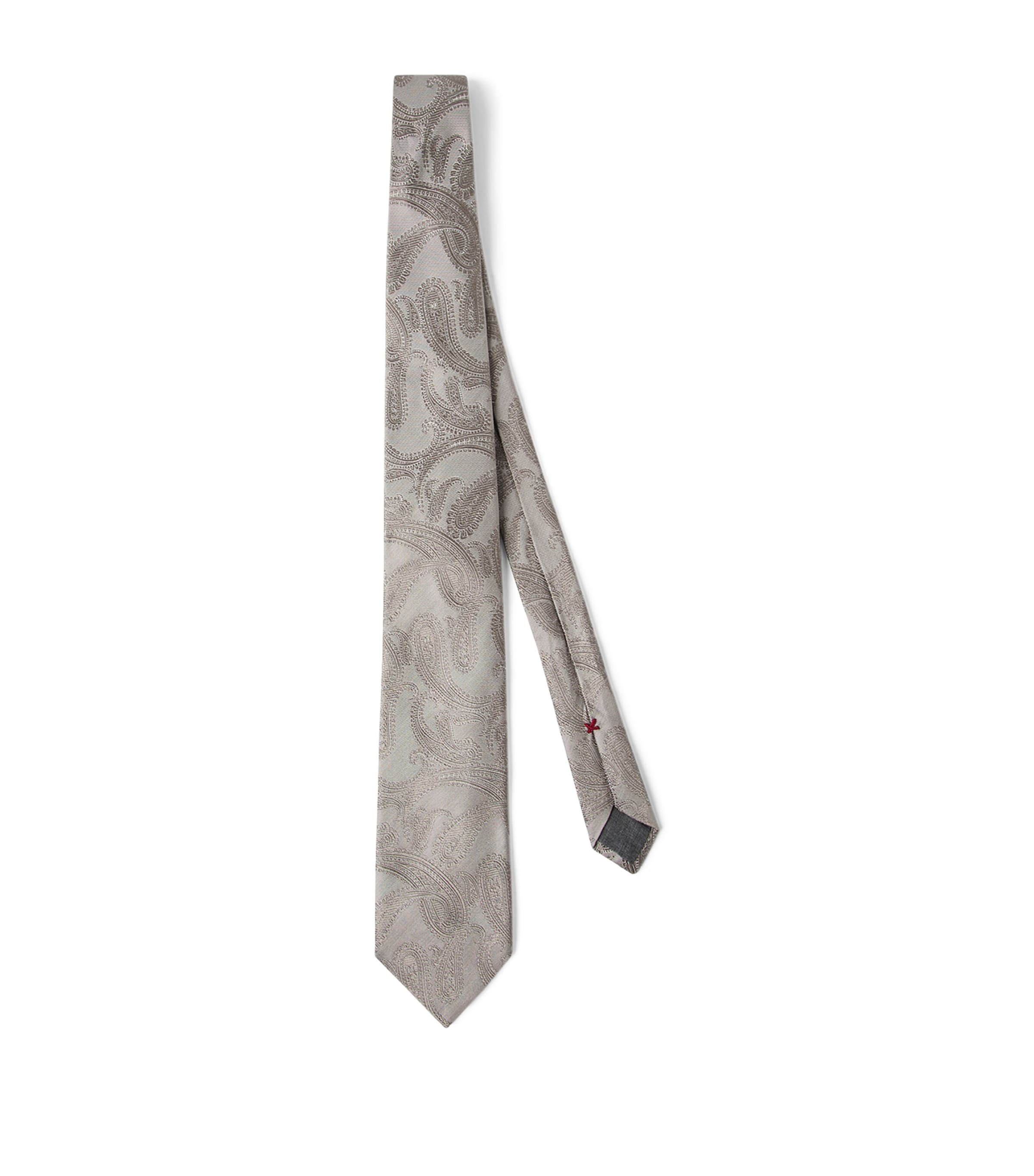 Brunello Cucinelli Paisley-jacquard Silk Tie In Beige