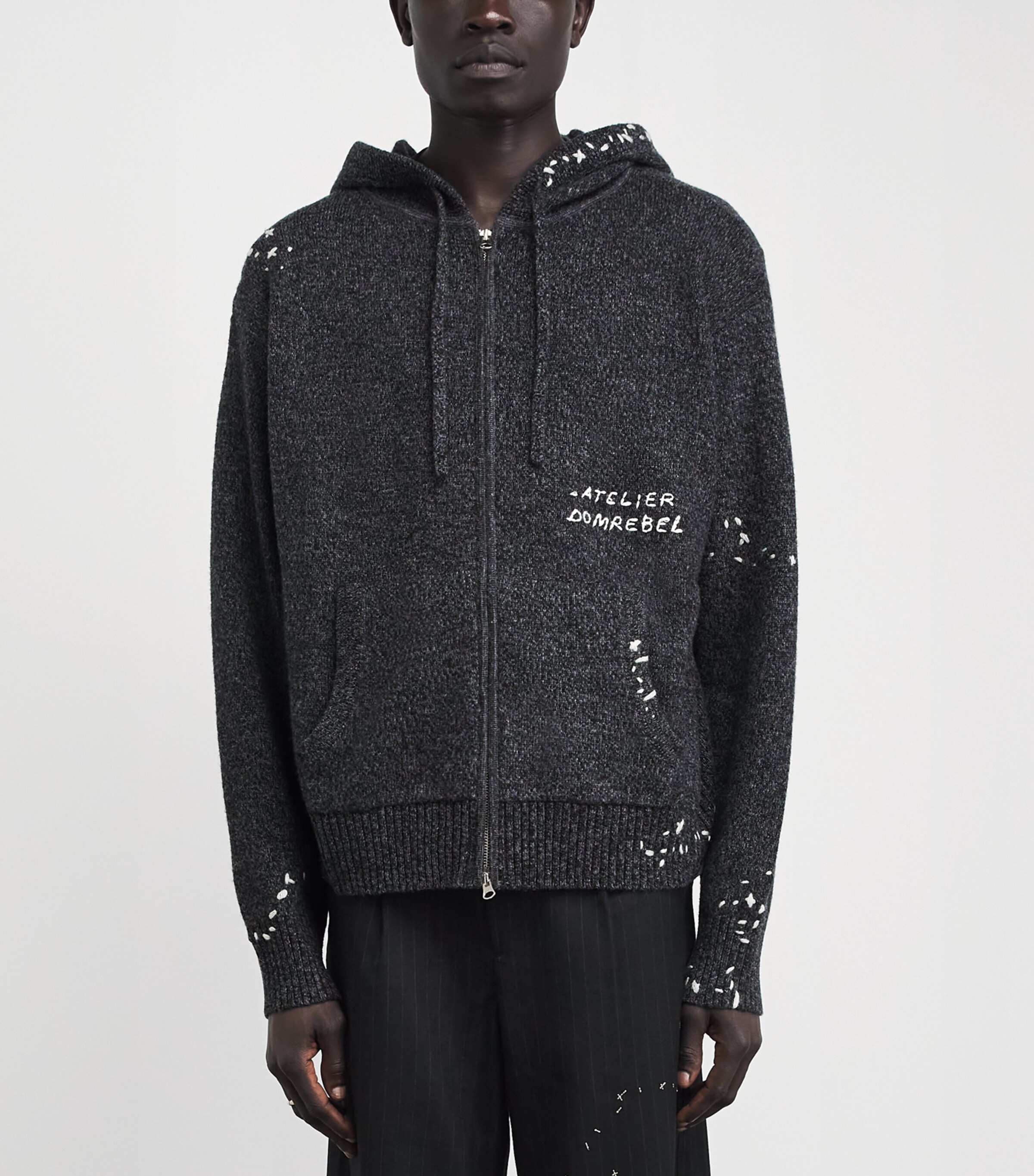 DOMREBEL Mens Wool-Blend Renegade Hoodie Charcoal Image 4